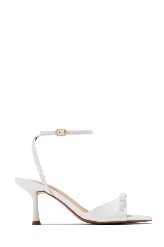 Aleah Ankle Strap Mid Heels - White sold by Miss Lola