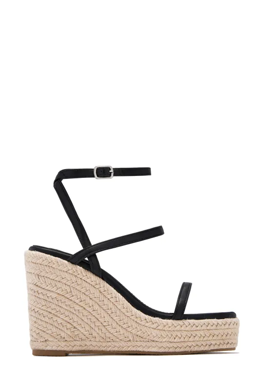 Ocean Shore Espadrille Platform Wedges - Black sold by Miss Lola