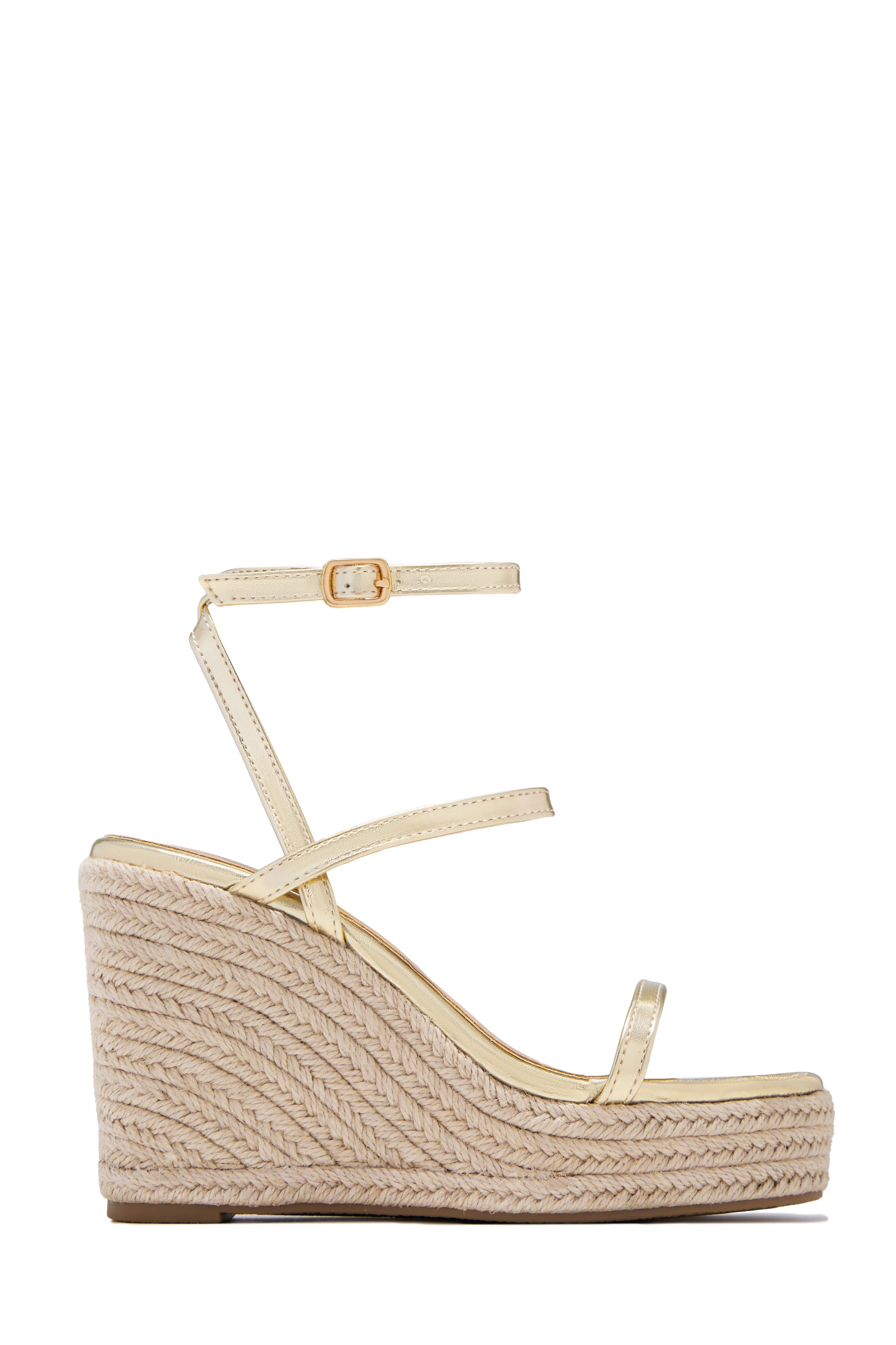 Ocean Shore Espadrille Platform Wedges - Gold sold by Miss Lola
