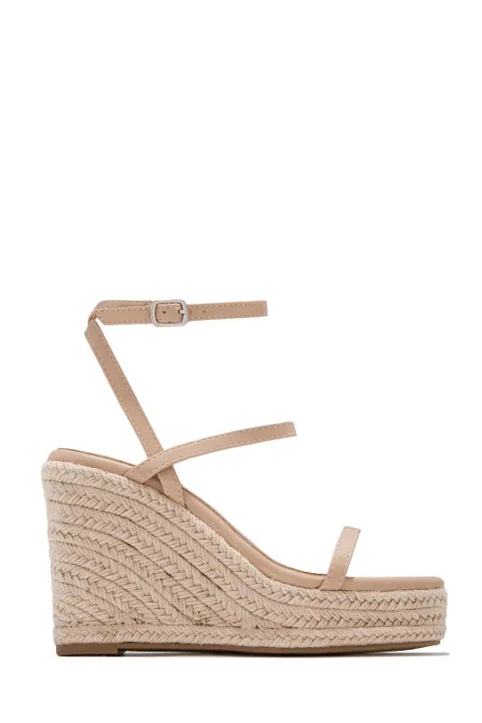 Ocean Shore Espadrille Platform Wedges - Nude sold by Miss Lola