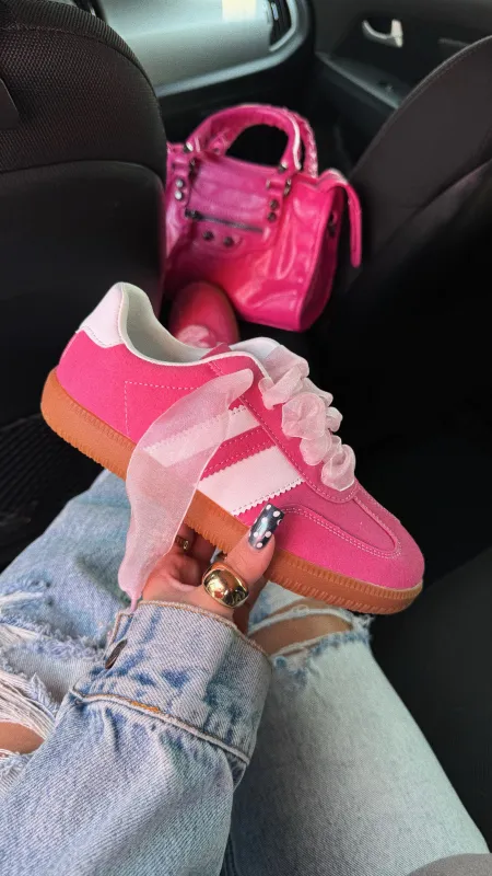 Around Town Lace Up Sneakers - Pink sold by Miss Lola