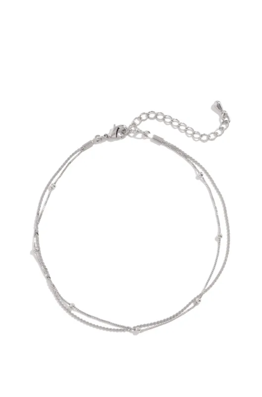 Delicate Lust Double Layer Anklet - Silver sold by Miss Lola