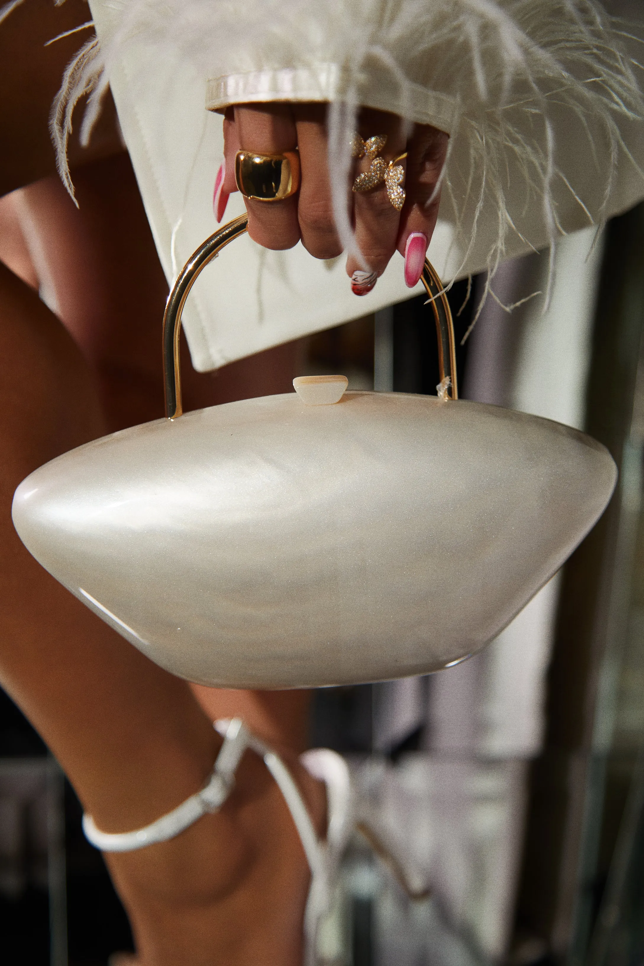 Imania Marble Top Handle Bag- Ivory sold by Miss Lola product image thumbnail 3