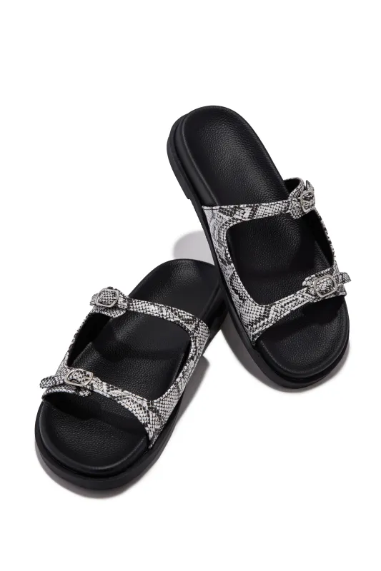 Santorini Beaches Slip On Sandals - Snake sold by Miss Lola