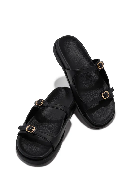 Santorini Beaches Slip On Sandals - Black sold by Miss Lola