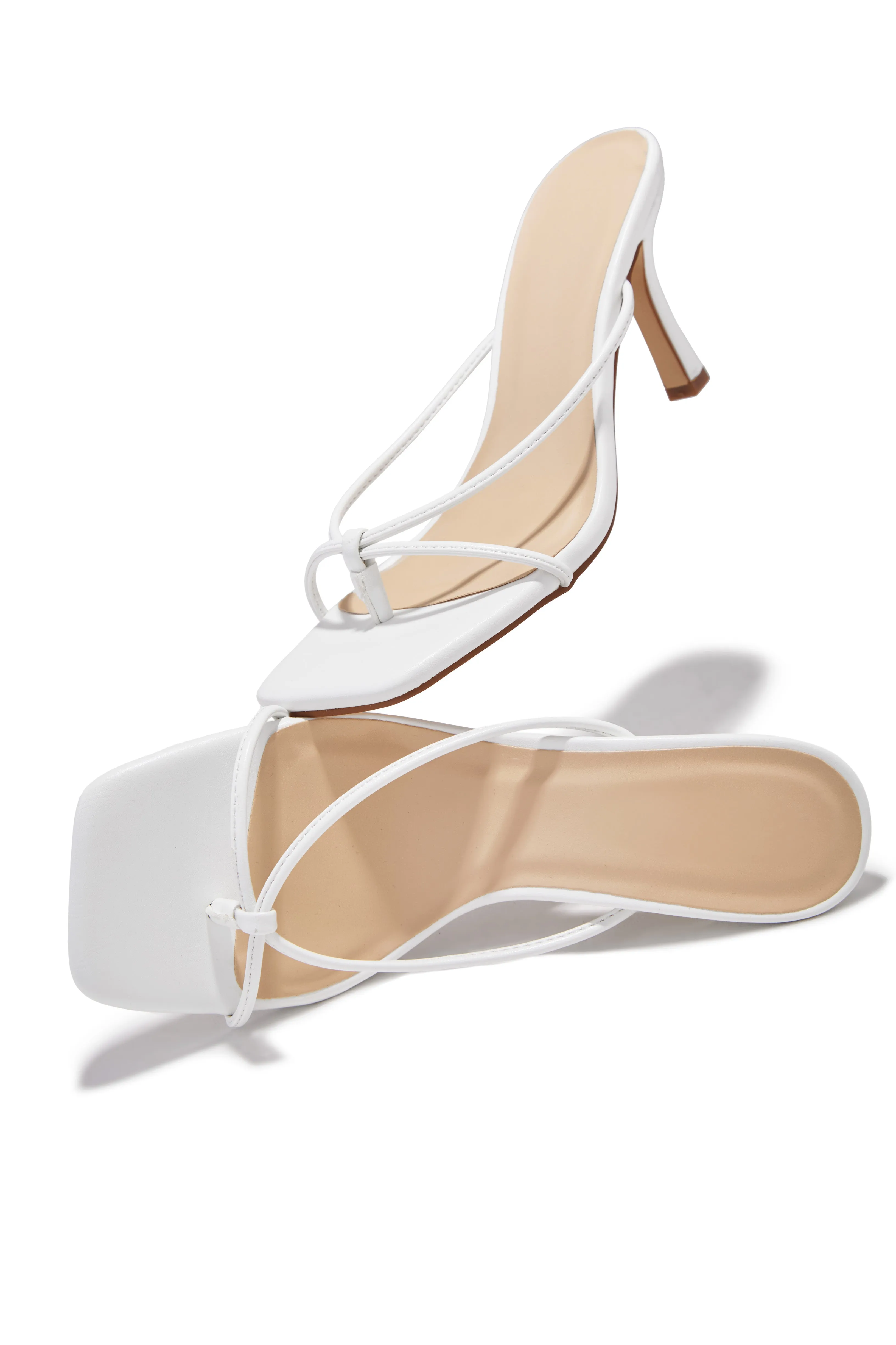 Mely Mid Heel Mules - White sold by Miss Lola
