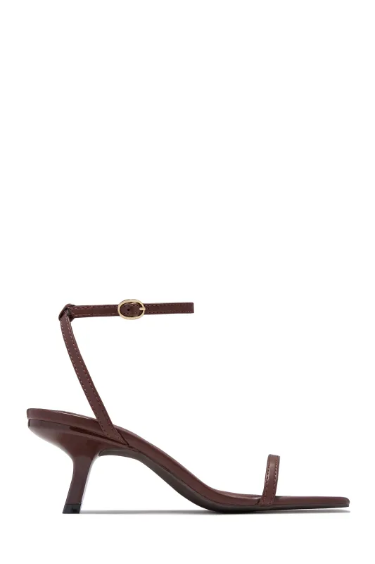 Karolay Ankle Strap Mid Heels - Brown sold by Miss Lola