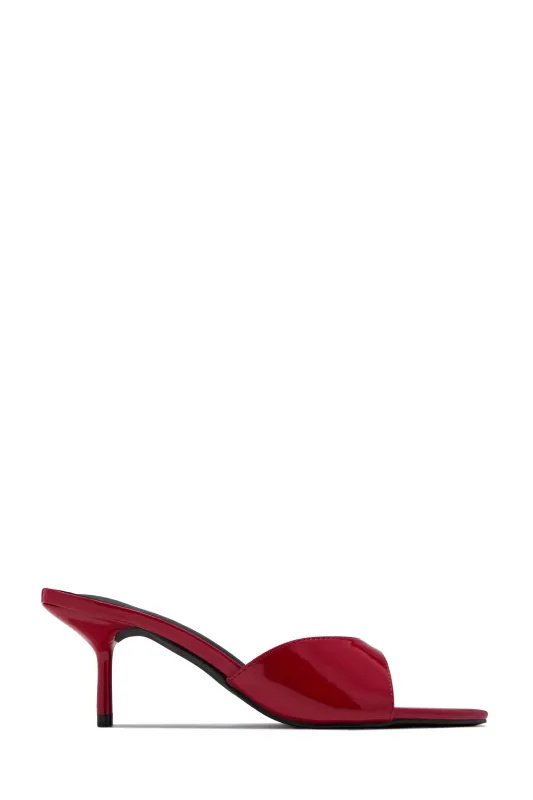 Myra Mid Heel Mules - Red sold by Miss Lola