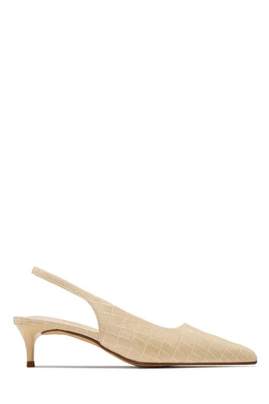 Kiley Mid Heel Slingback Pumps - Bone sold by Miss Lola