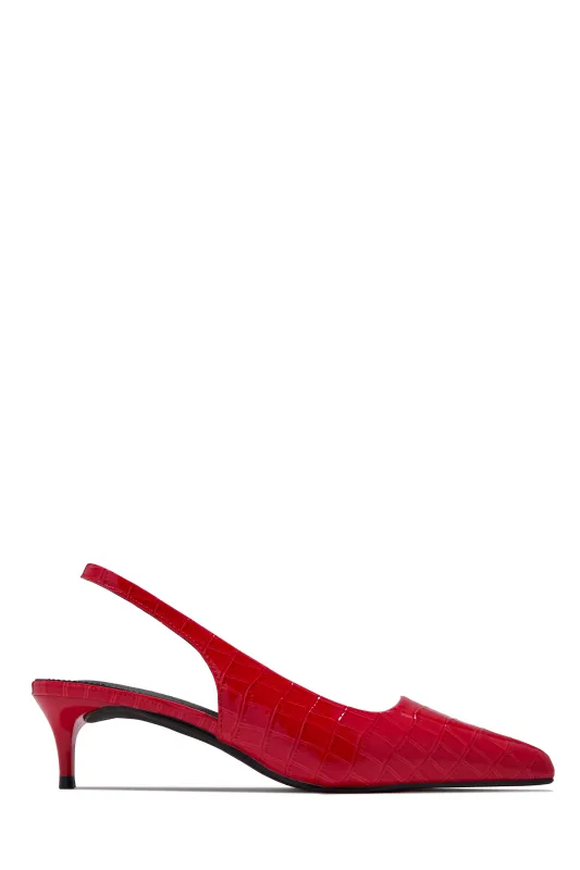 Kiley Mid Heel Slingback Pumps - Red sold by Miss Lola