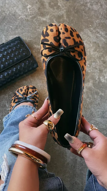 Zyra Split Toe Flats - Leopard sold by Miss Lola