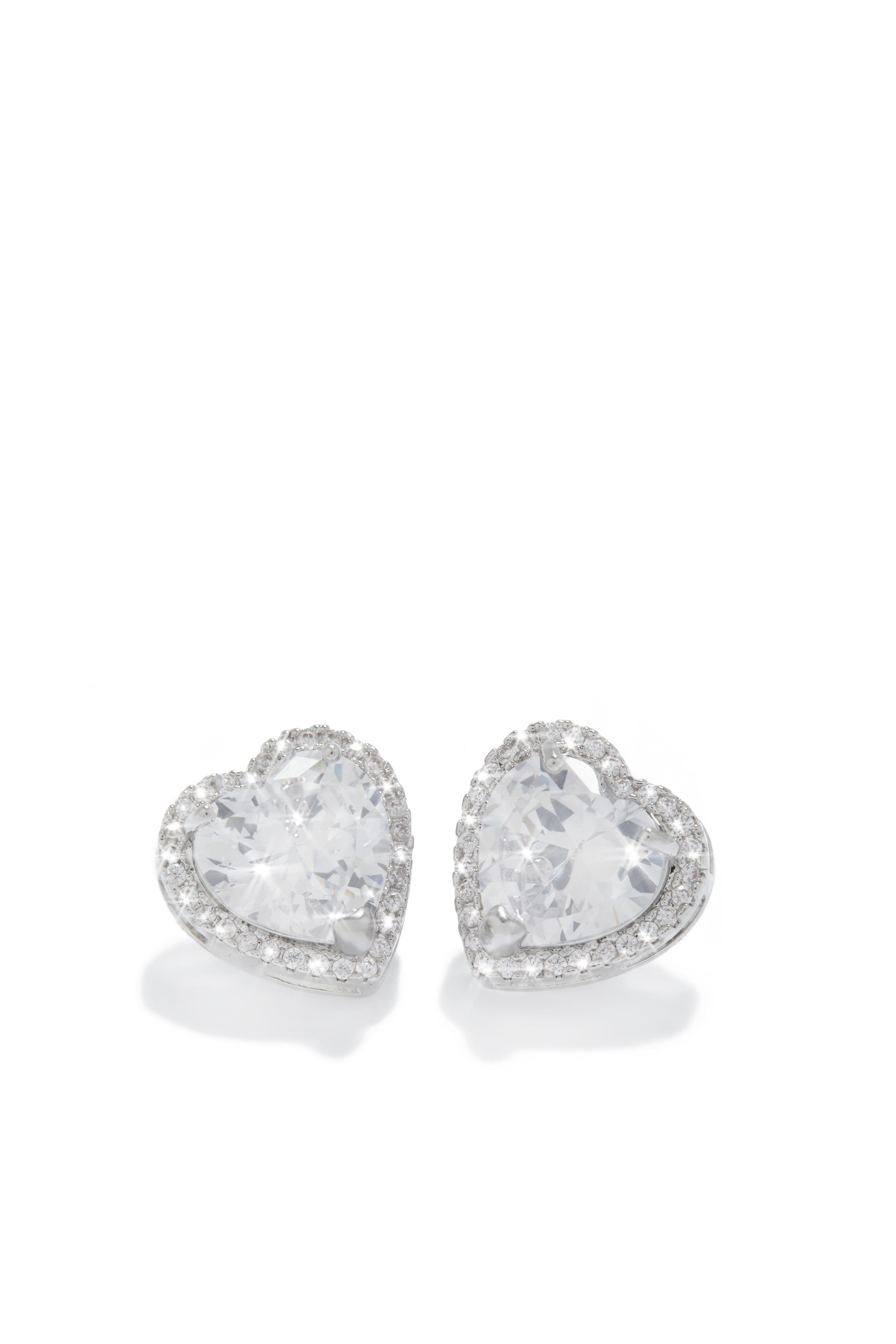 Kiss Me Embellished Heart Stud Earring - Silver sold by Miss Lola product image thumbnail 3