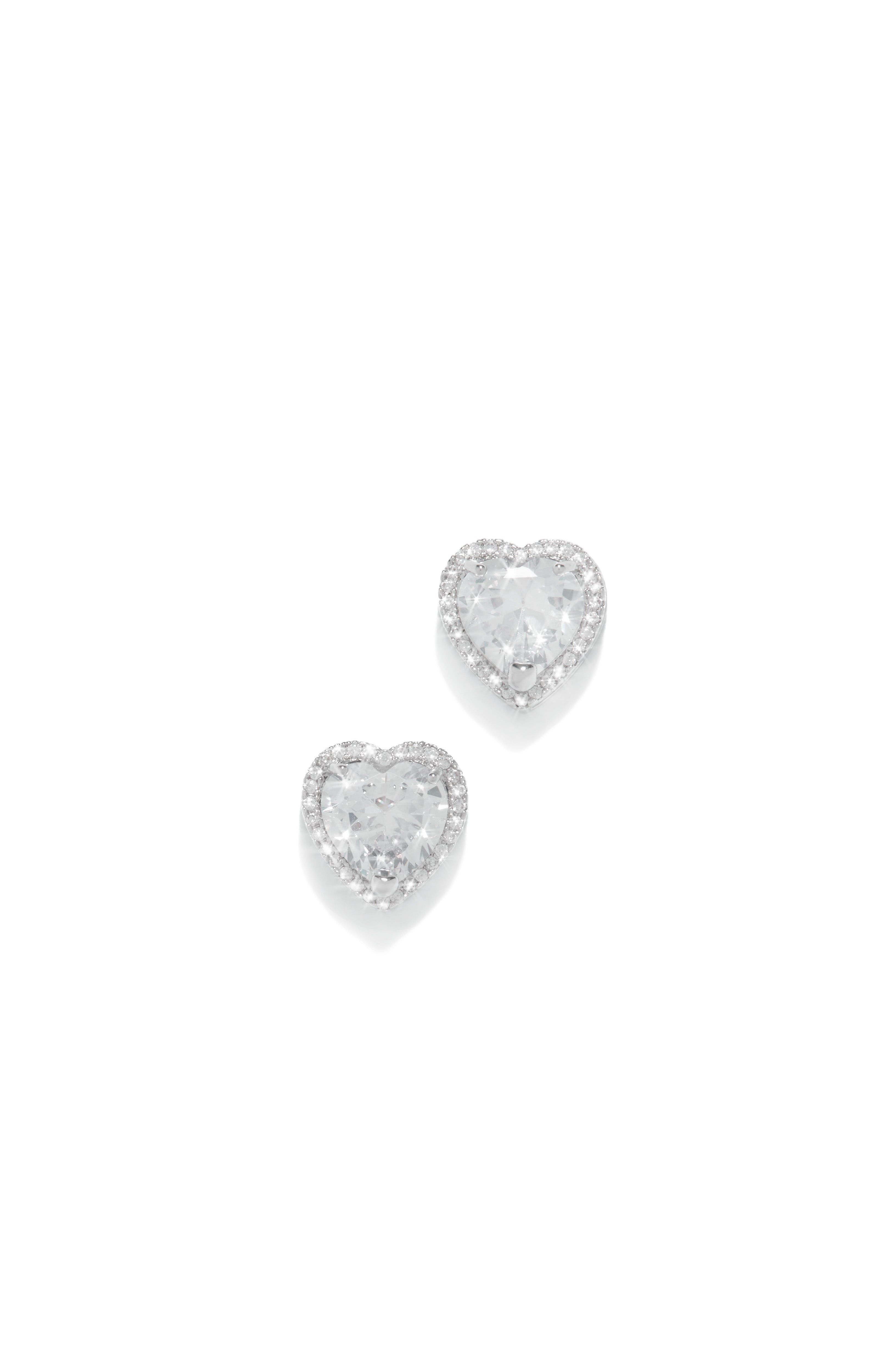 Kiss Me Embellished Heart Stud Earring - Silver sold by Miss Lola product image thumbnail 2