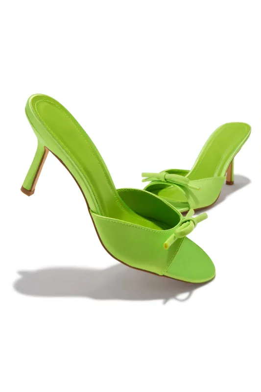 Camila Mid Heel Mules - Lime sold by Miss Lola