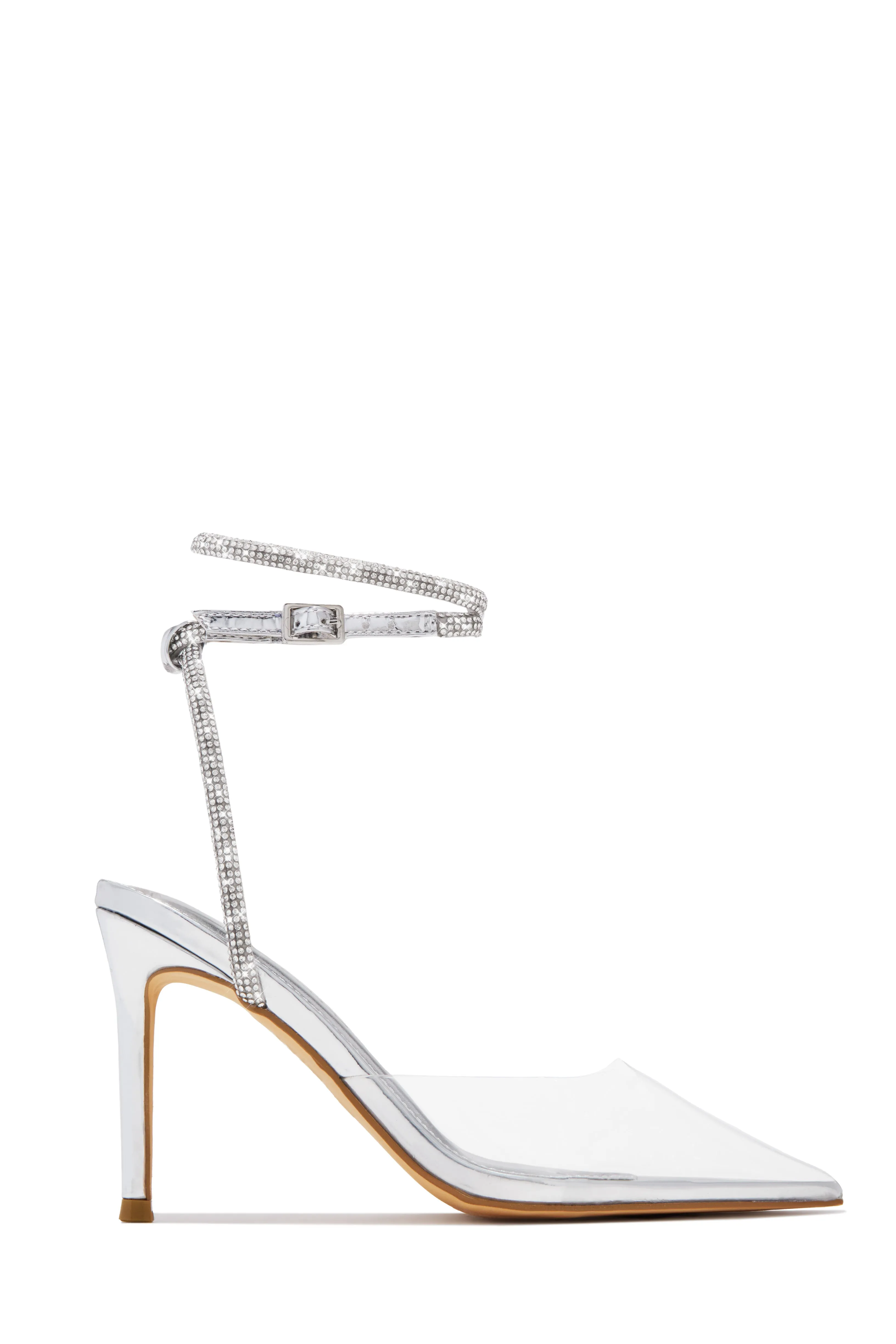 Special Guest Embellished Clear Heels - Silver sold by Miss Lola