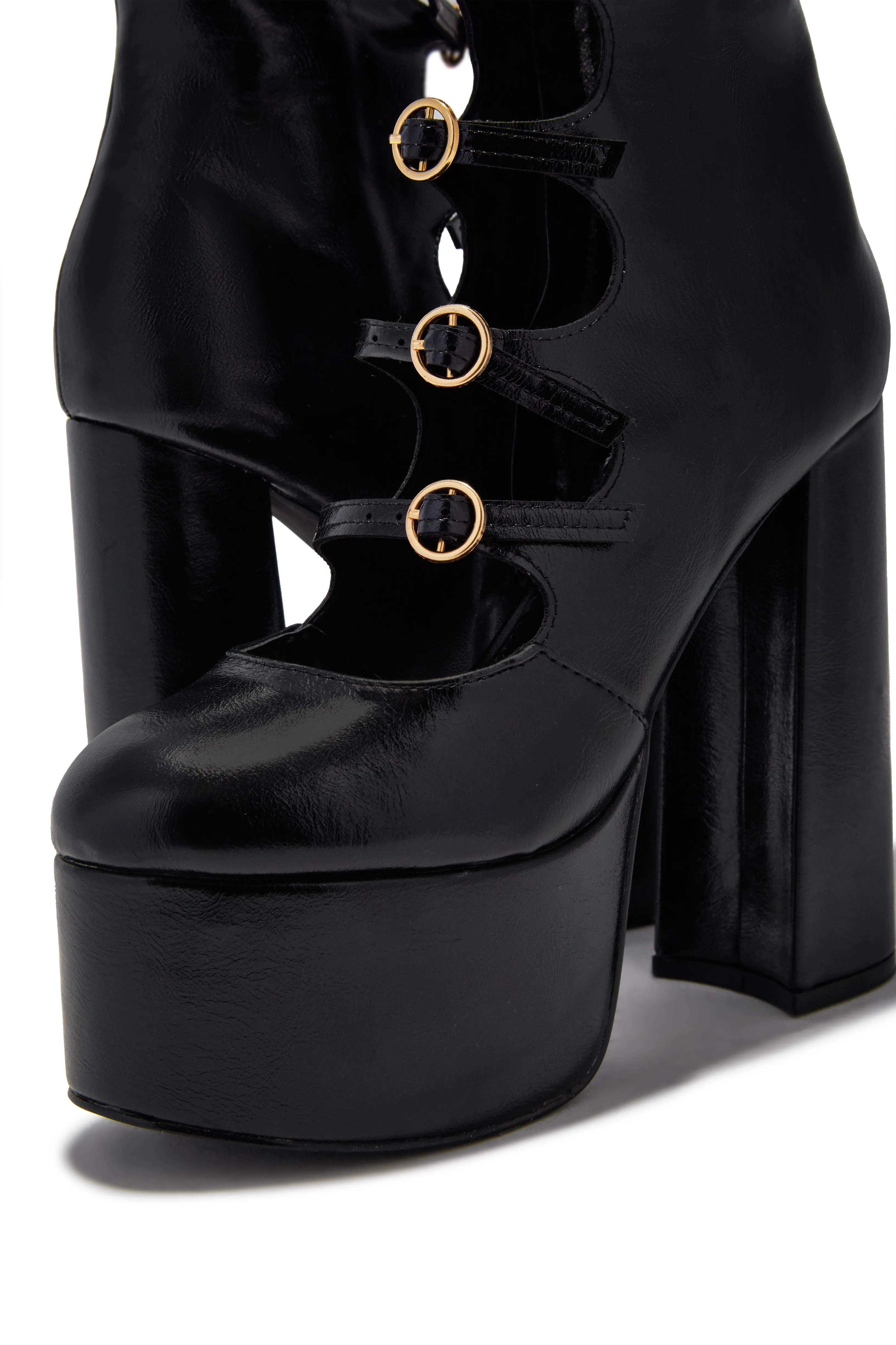 Daliah Platform Block Heel Boots - Black sold by Miss Lola product image thumbnail 4