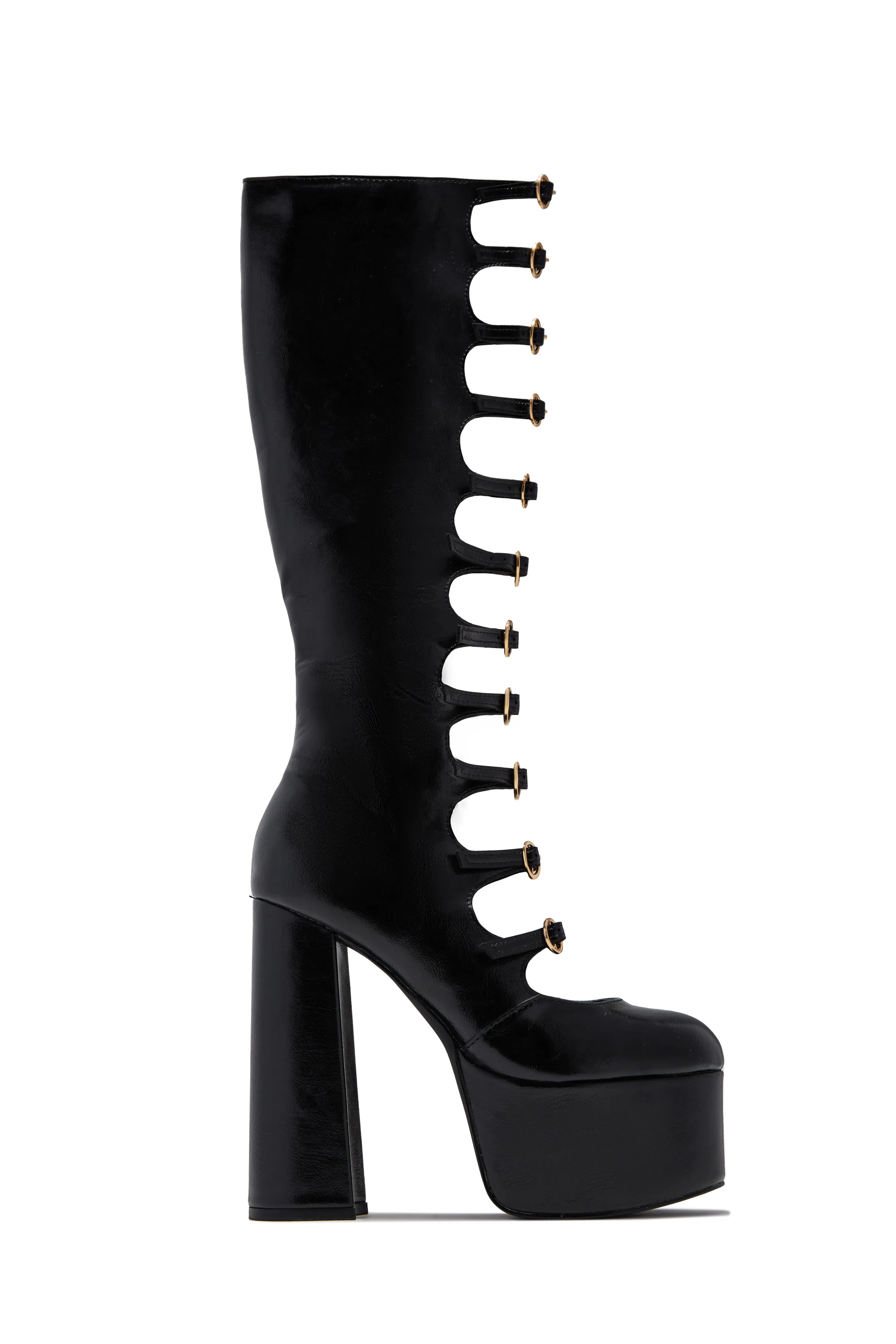 Daliah Platform Block Heel Boots - Black sold by Miss Lola product image thumbnail 3