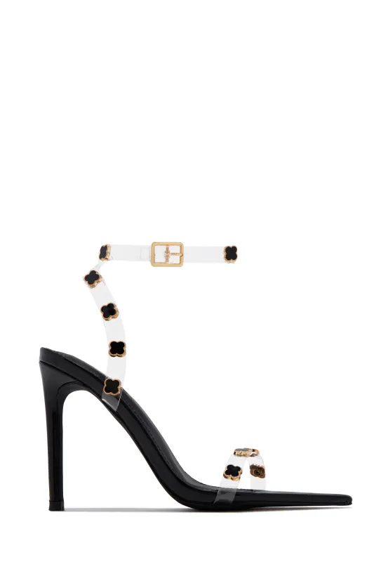 Aurela Clear Strap High Heels - Black sold by Miss Lola