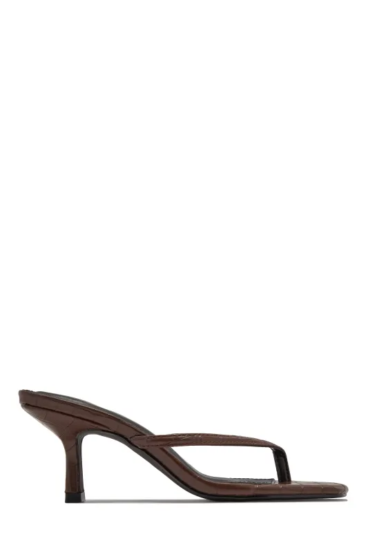 Deidra Mid Heel Mules - Brown sold by Miss Lola