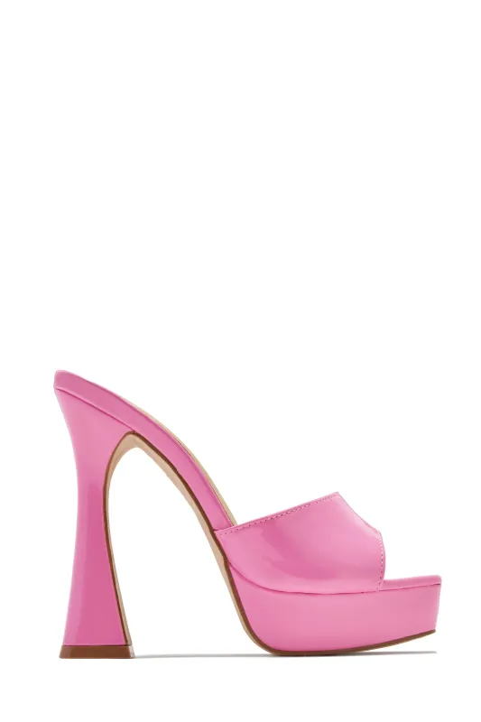Jianna Platform Heel Mules - Pink sold by Miss Lola