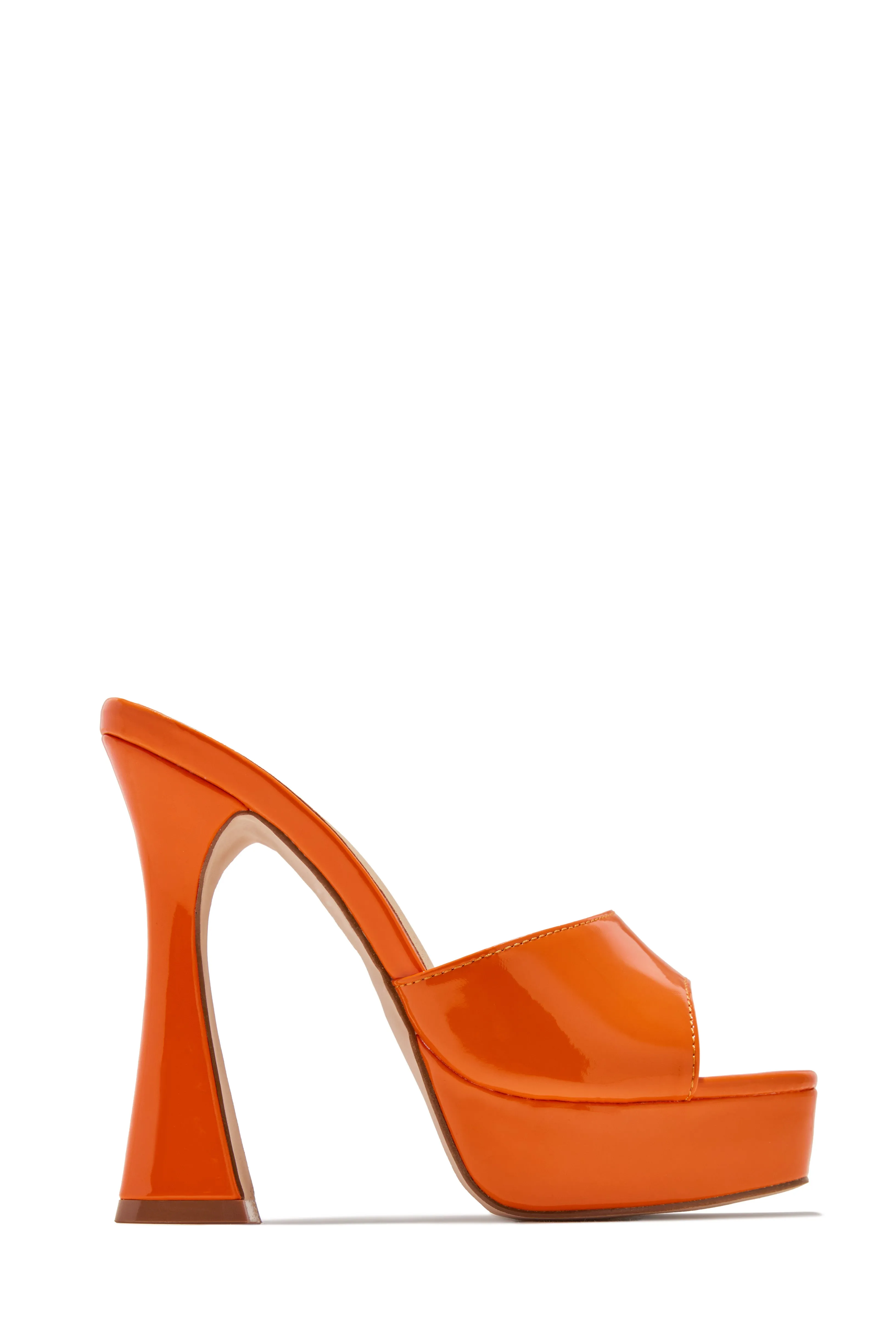 Jianna Platform Heel Mules - Orange sold by Miss Lola