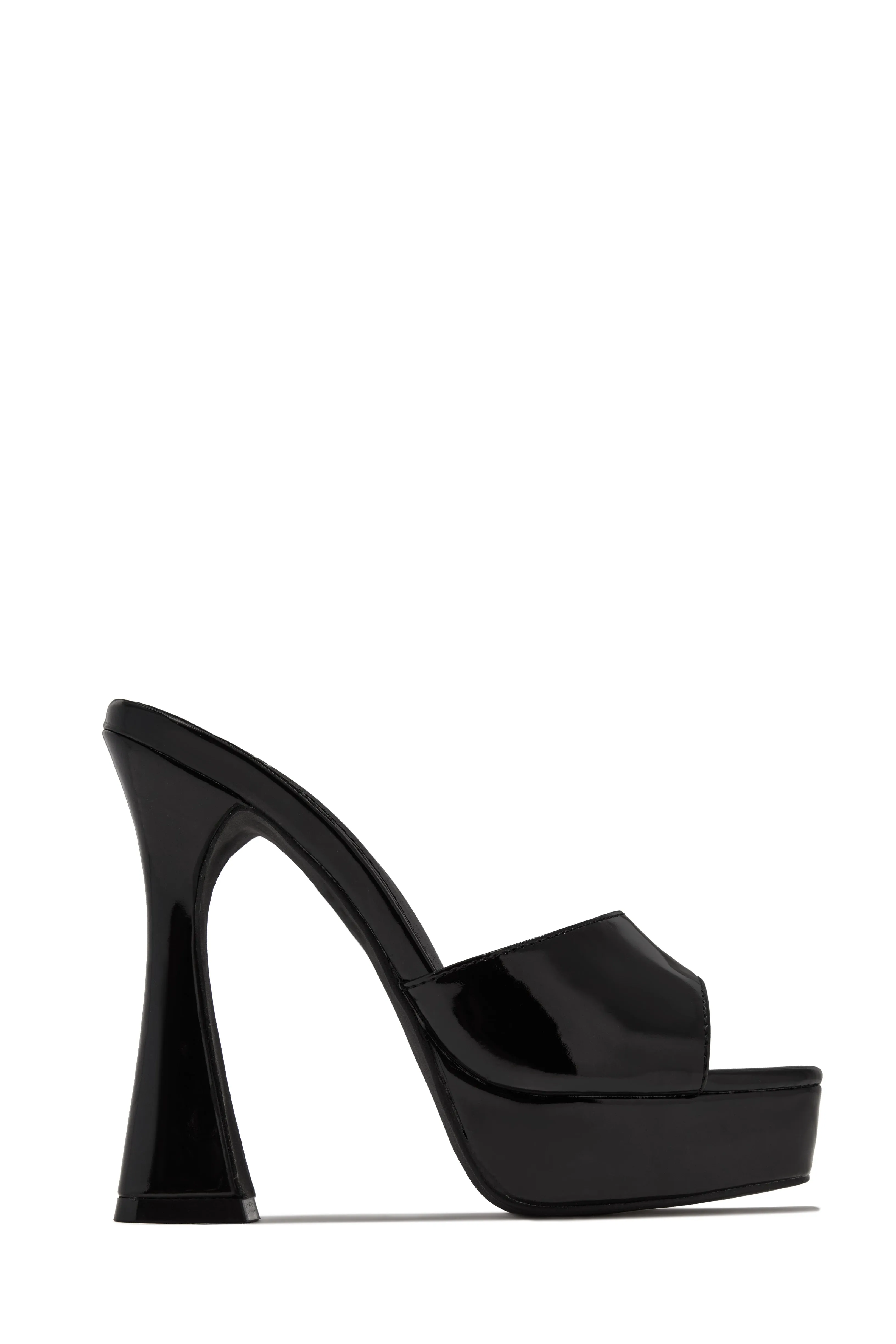 Jianna Platform Heel Mules - Black sold by Miss Lola