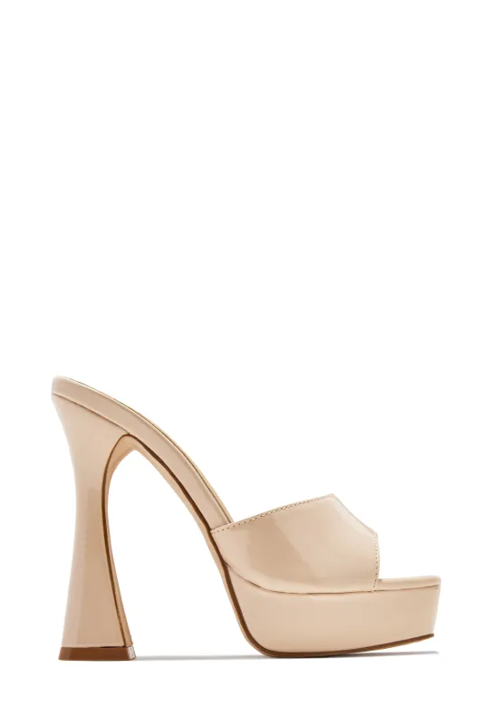 Jianna Platform Heel Mules - Nude sold by Miss Lola