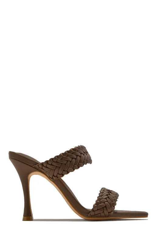 Allona Braided Strap Mules - Brown sold by Miss Lola
