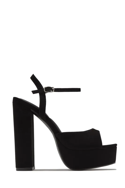Libbi Platform Block Heels - Black sold by Miss Lola