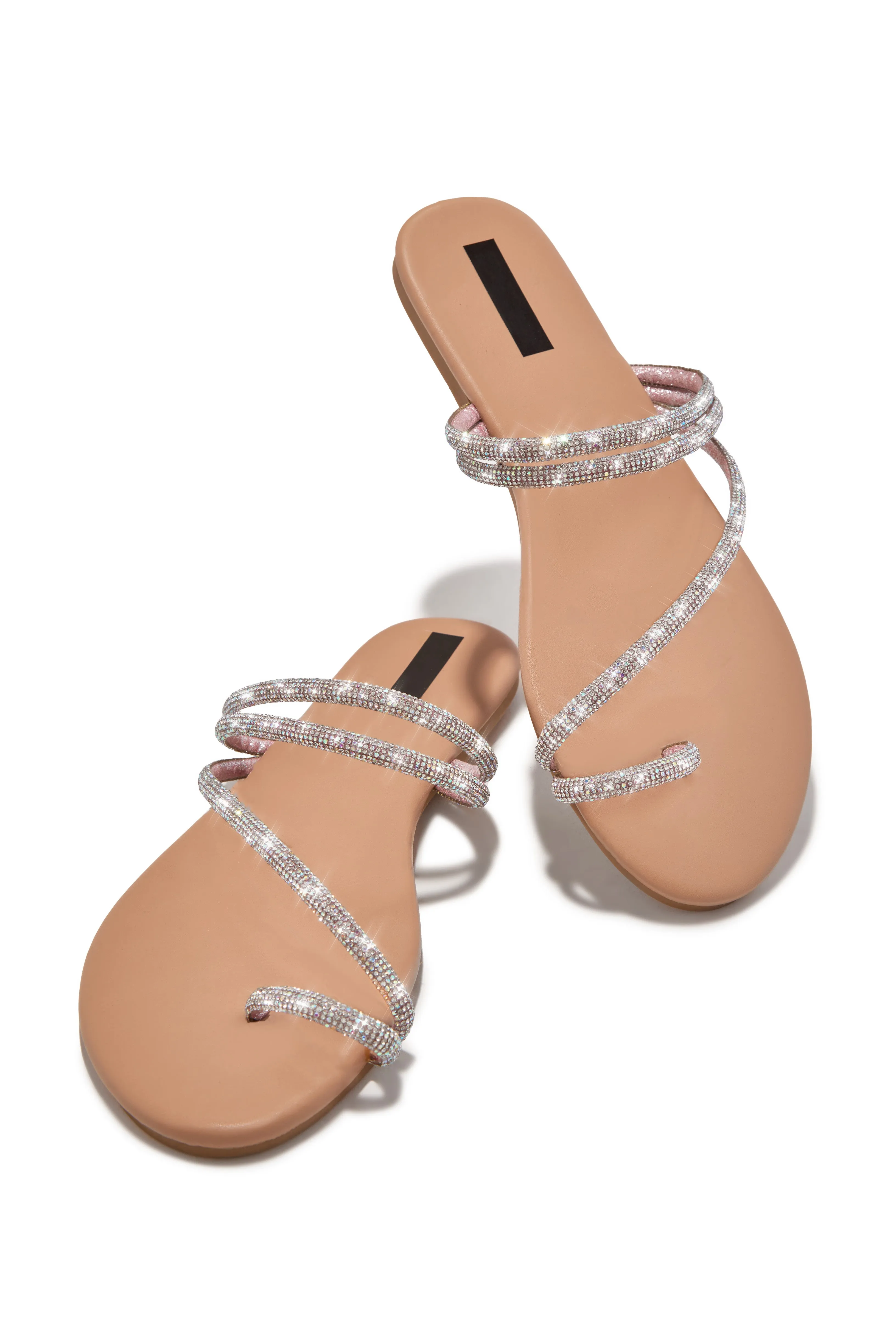 Shine Bright Slip On Embellished Sandals - Nude sold by Miss Lola