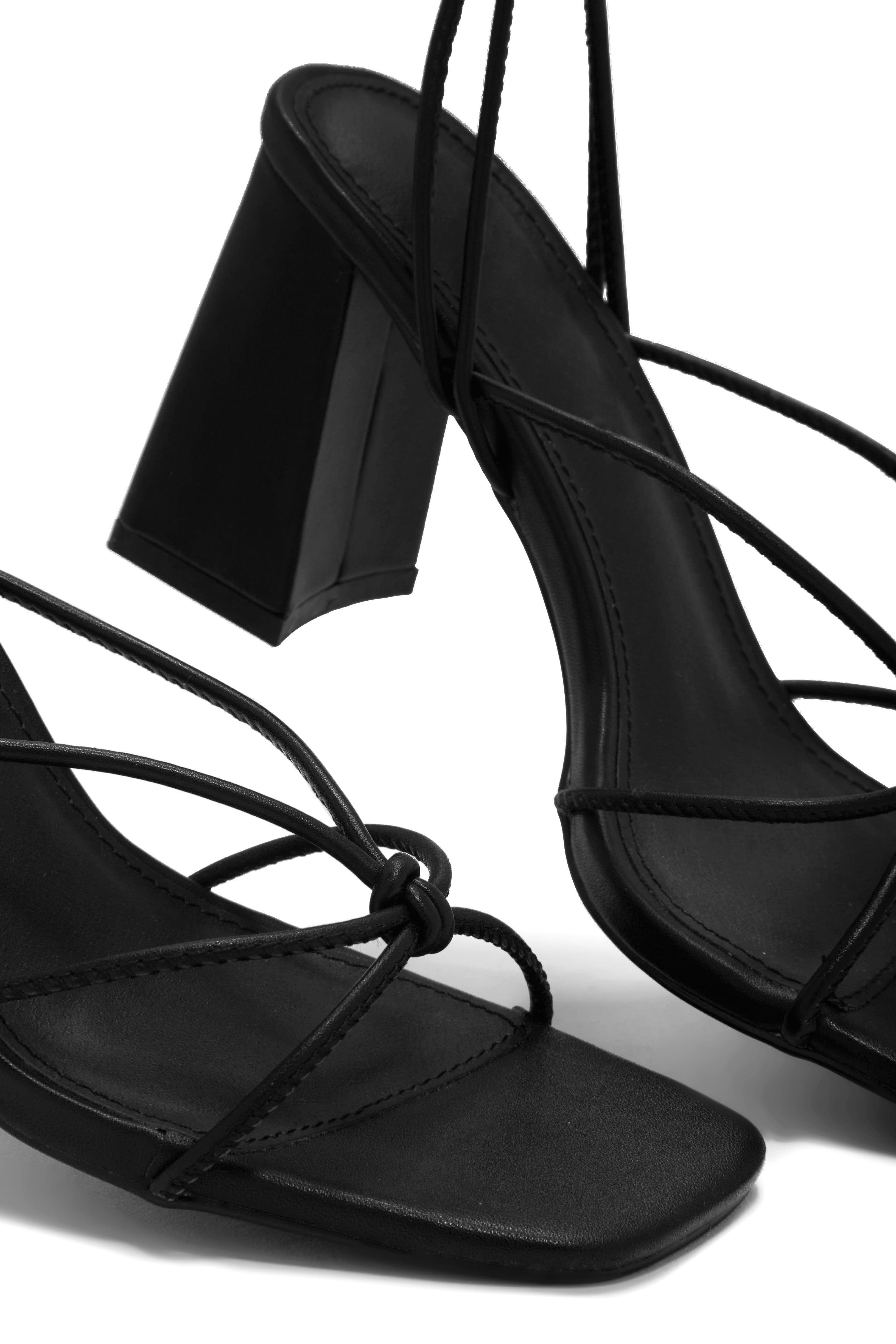 Briella Lace Up Block Heels - Black sold by Miss Lola product image thumbnail 3