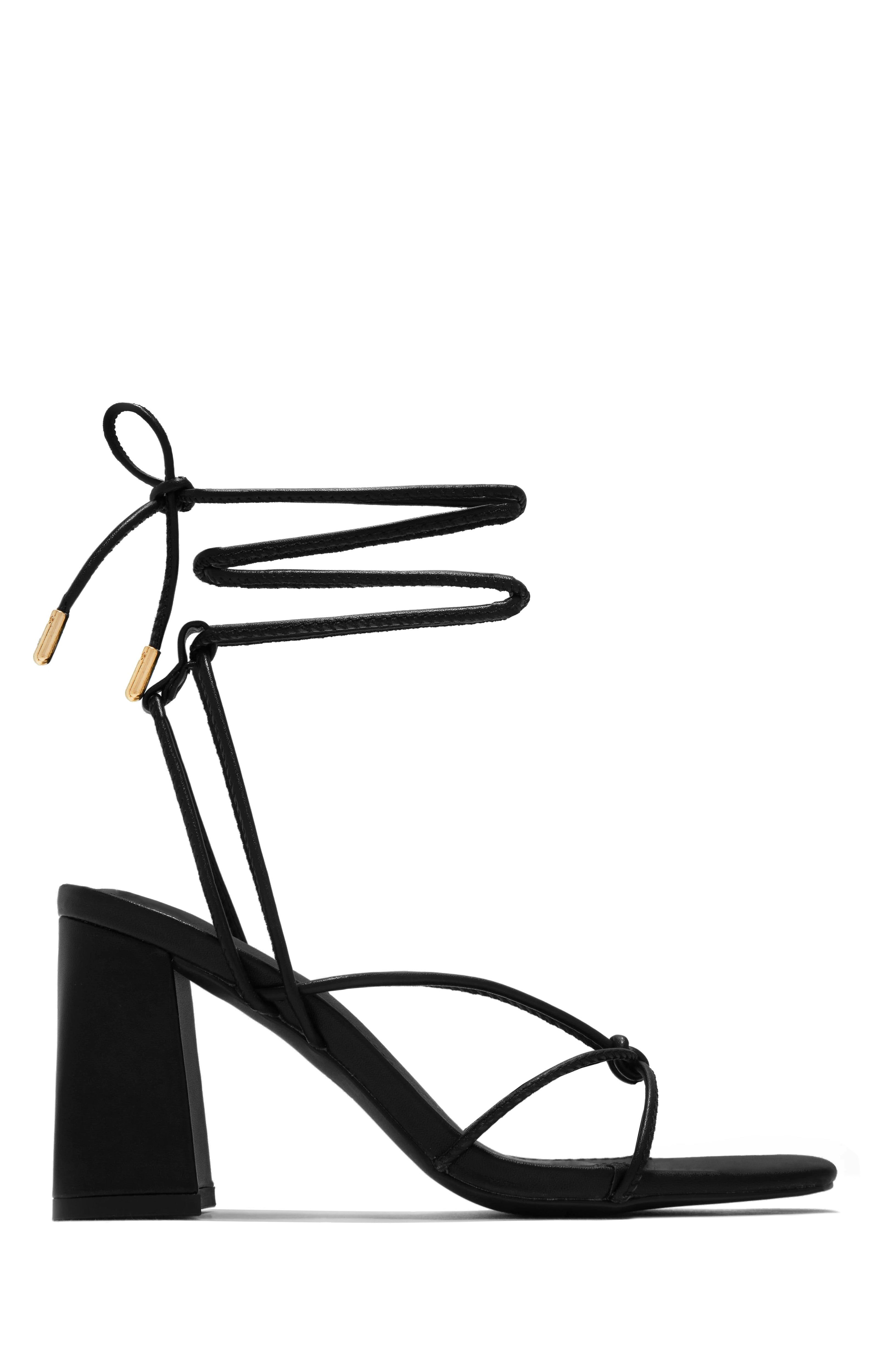 Briella Lace Up Block Heels - Black sold by Miss Lola product image thumbnail 4