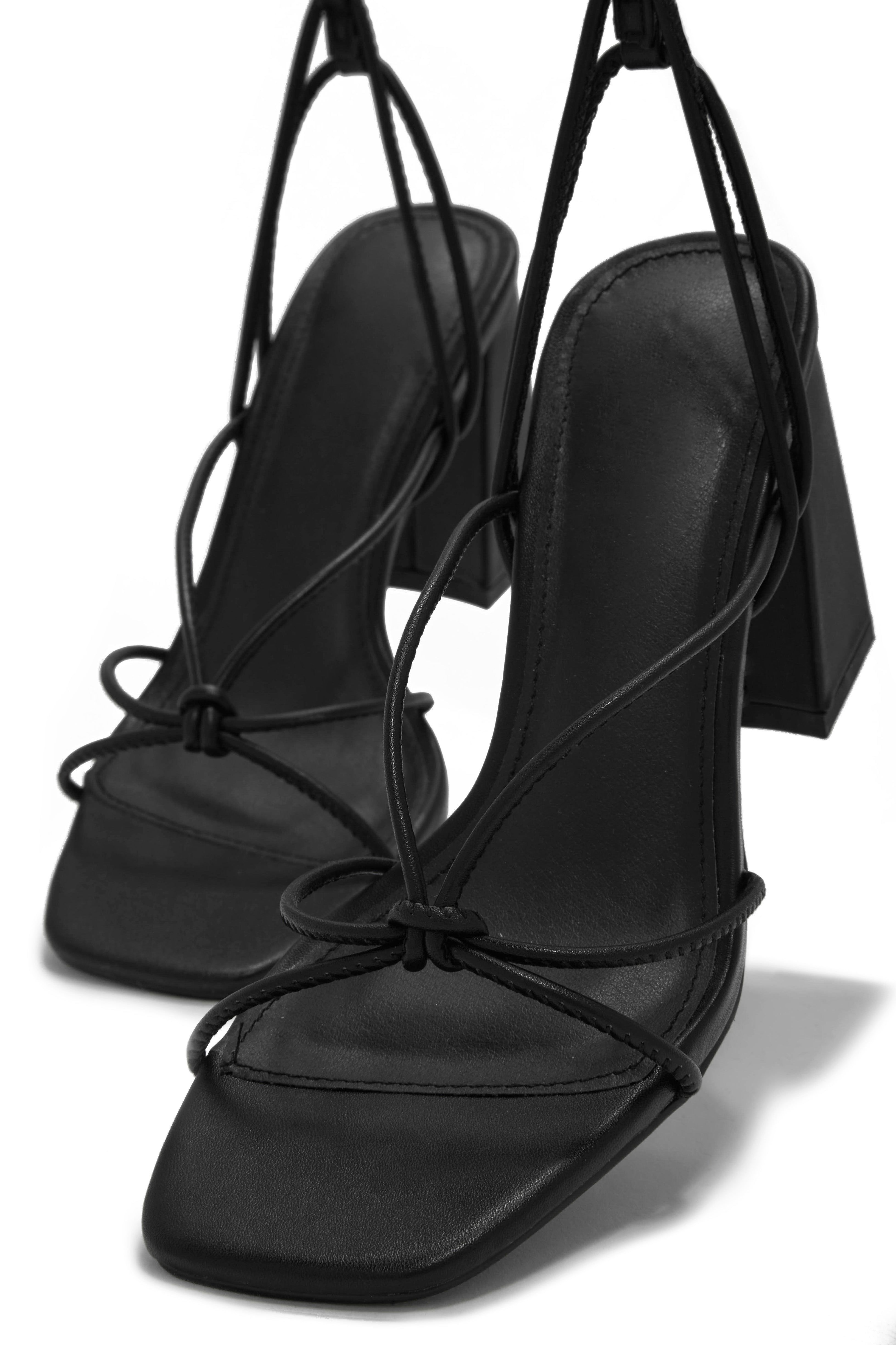 Briella Lace Up Block Heels - Black sold by Miss Lola product image thumbnail 2