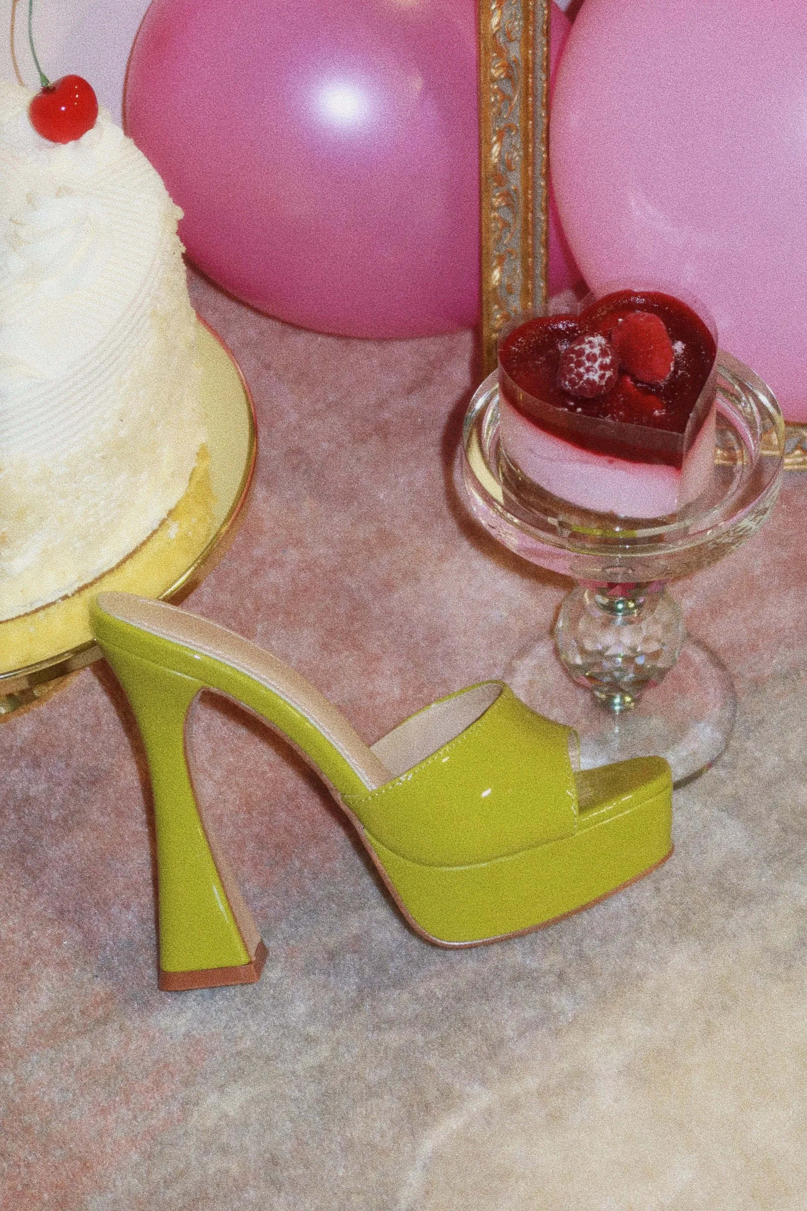 Jianna Platform Heel Mules - Lime sold by Miss Lola