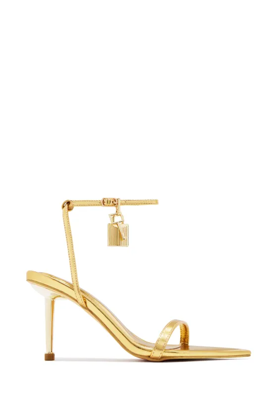 Locked In Love Mid Heels - Gold sold by Miss Lola