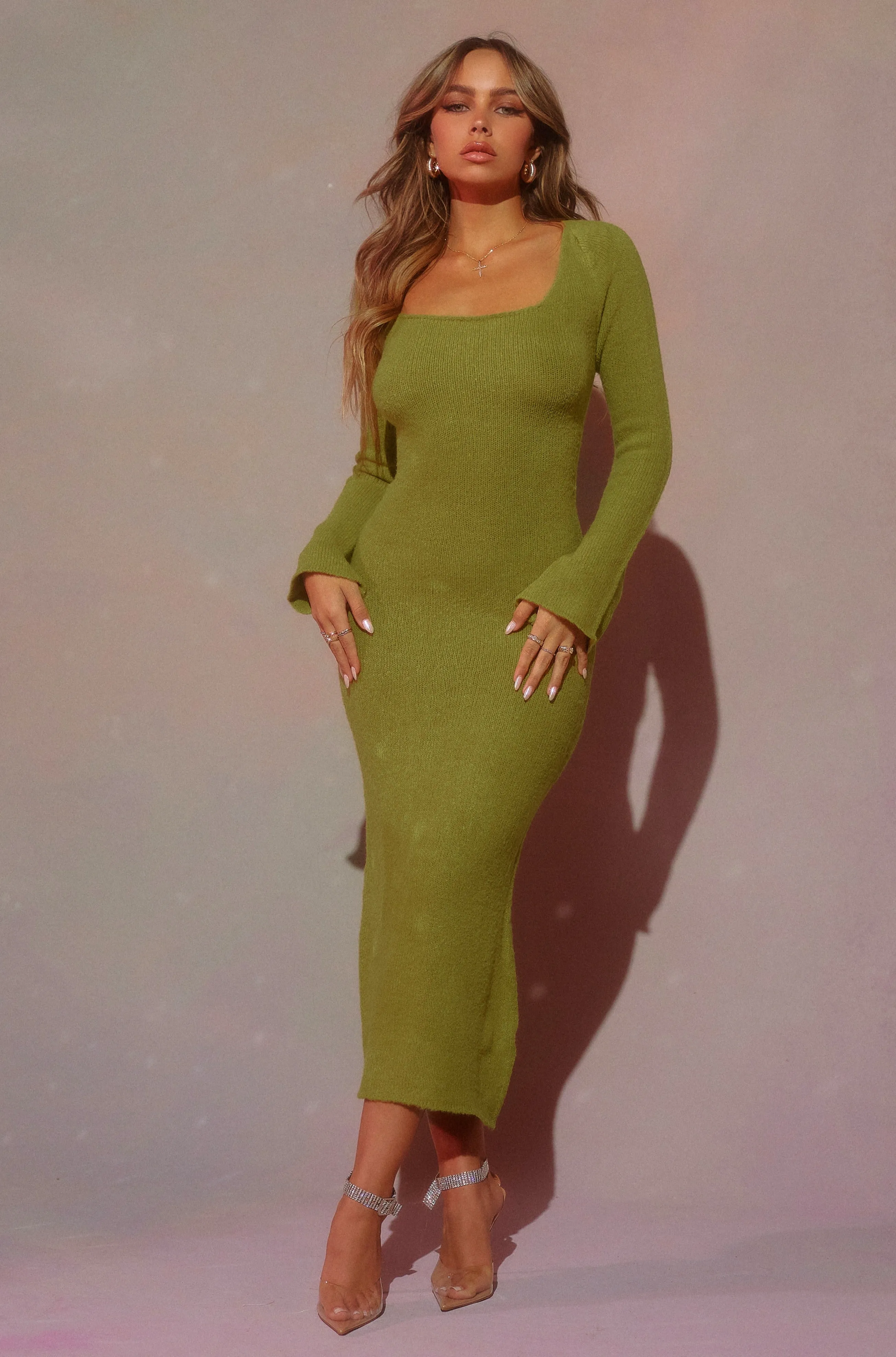 Andrea Long Sleeve Maxi Dress - Green sold by Miss Lola product image thumbnail 3