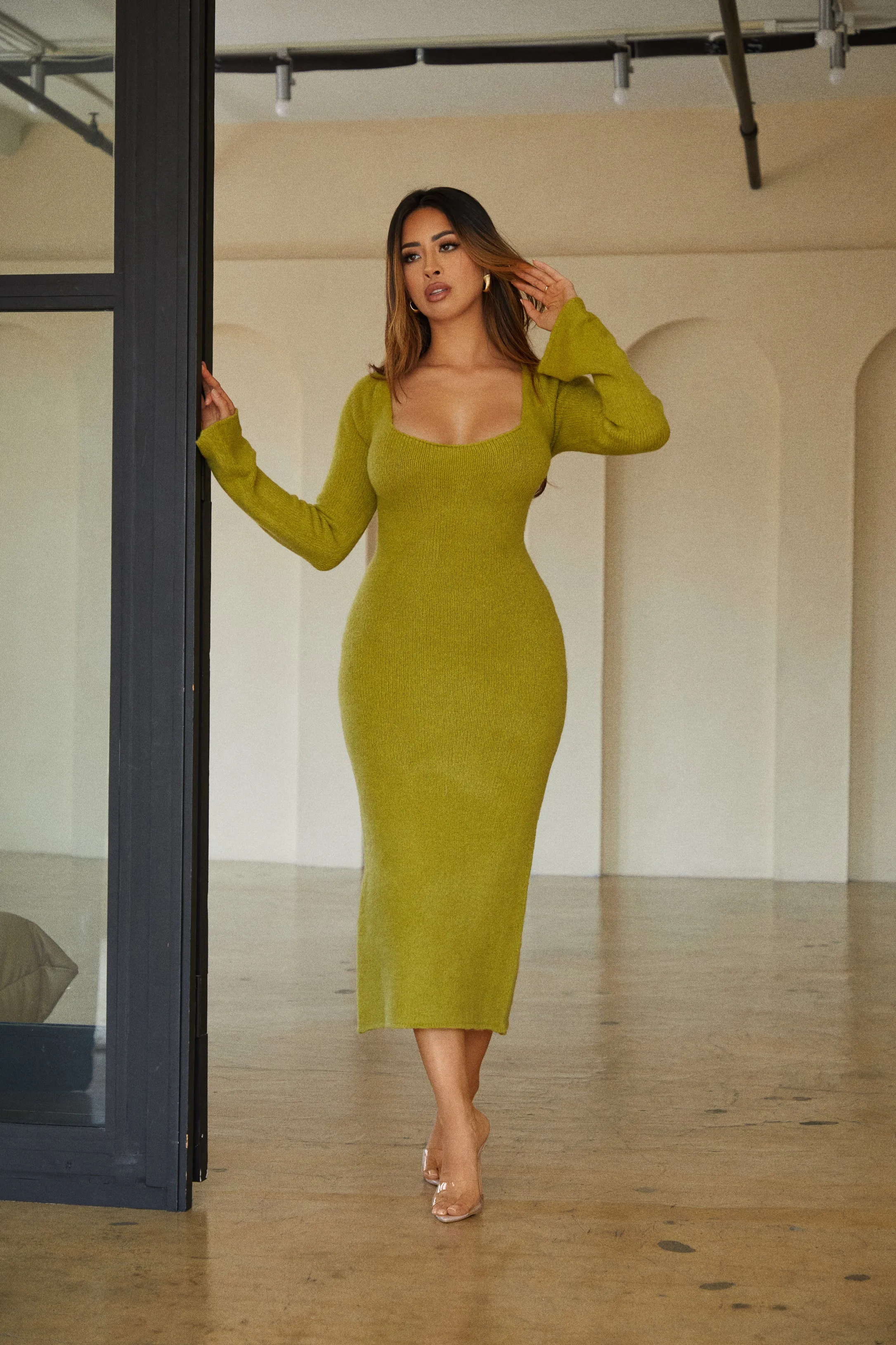 Andrea Long Sleeve Maxi Dress - Green sold by Miss Lola