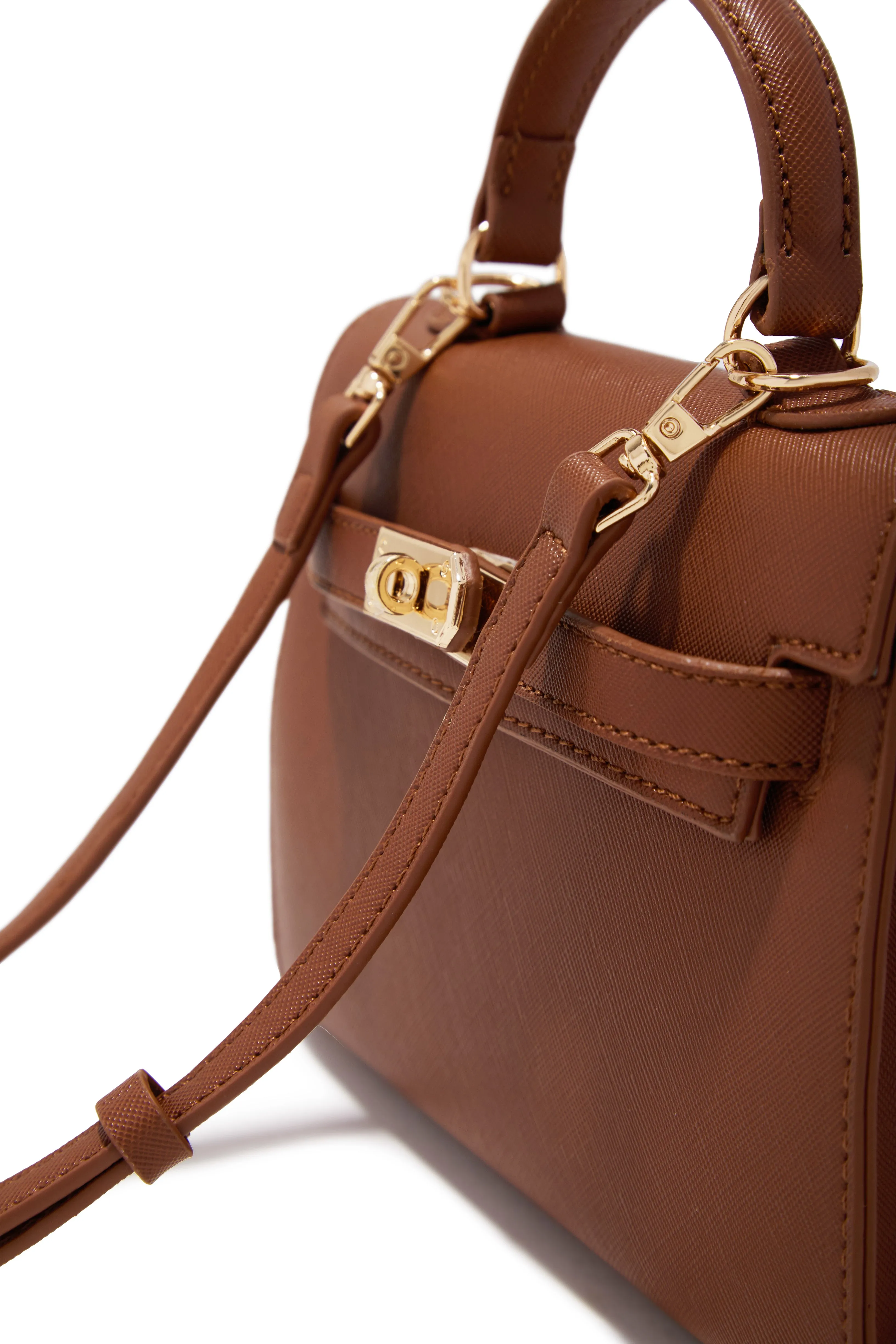 Nixie Structured Top Handle Mini Bag - Brown sold by Miss Lola product image thumbnail 2
