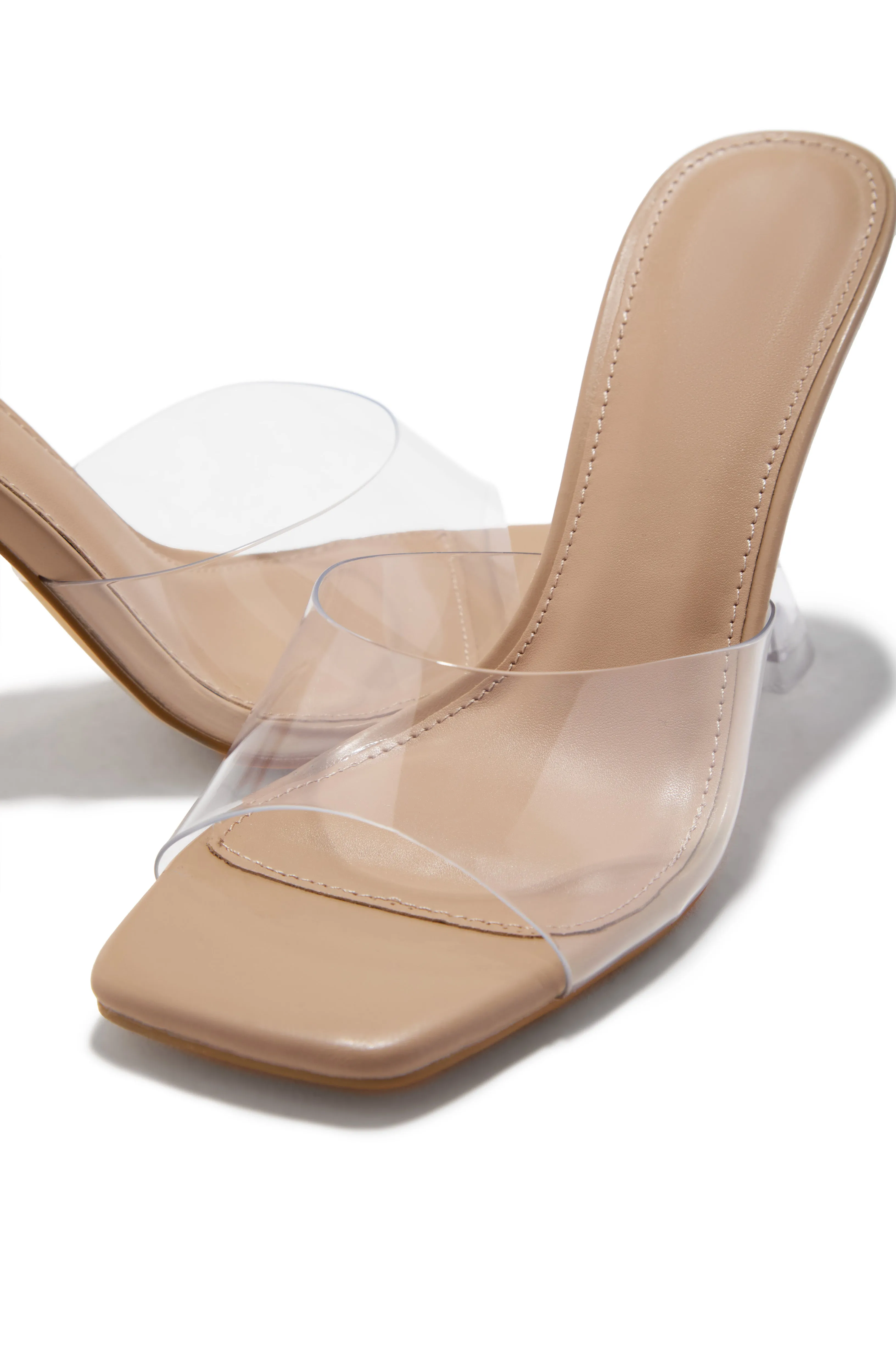 Demie Clear Strap Mule Heels - Nude sold by Miss Lola product image thumbnail 2