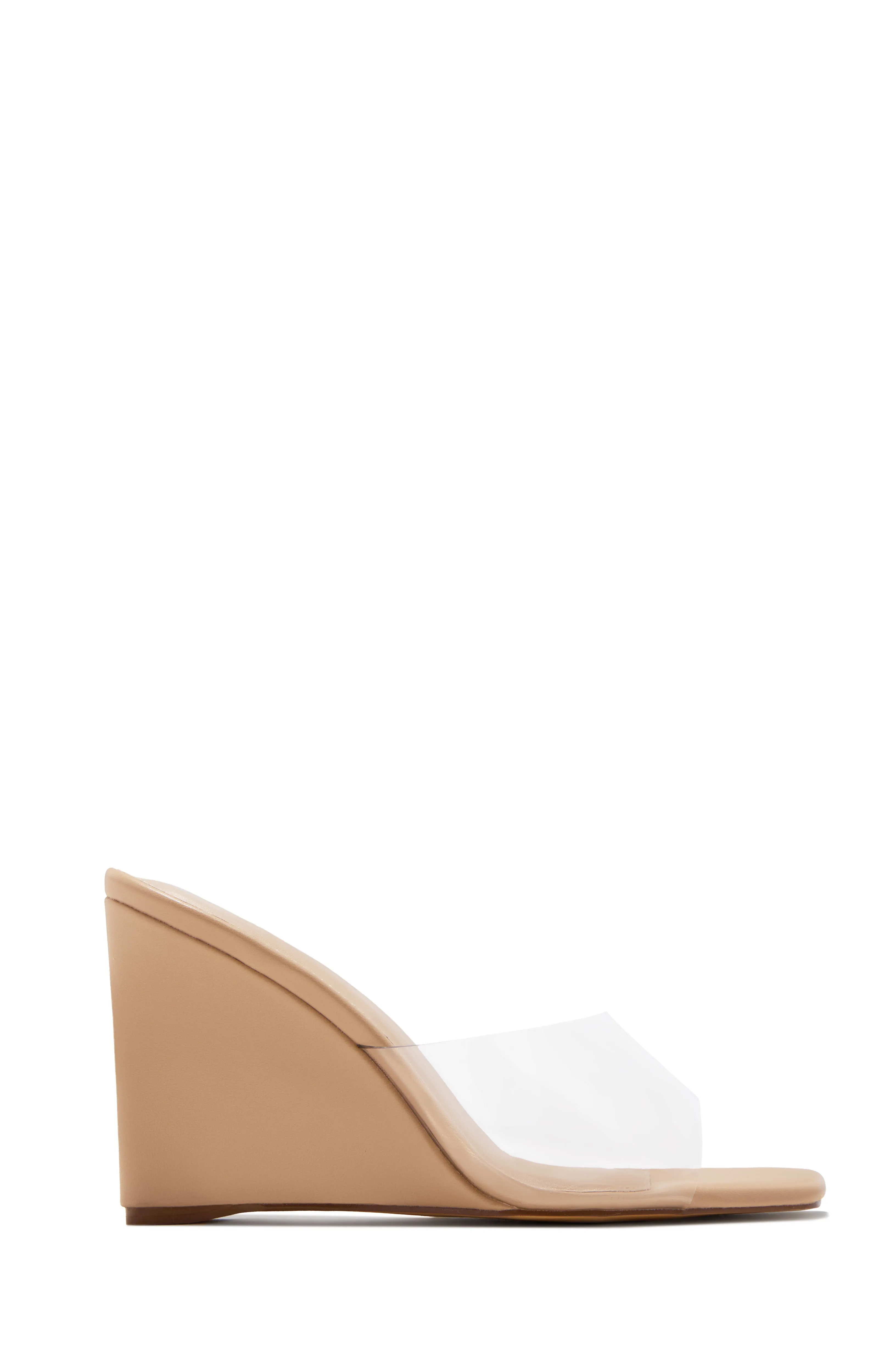 Izzie Slip On Wedge Mule Heels - Clear sold by Miss Lola product image thumbnail 2