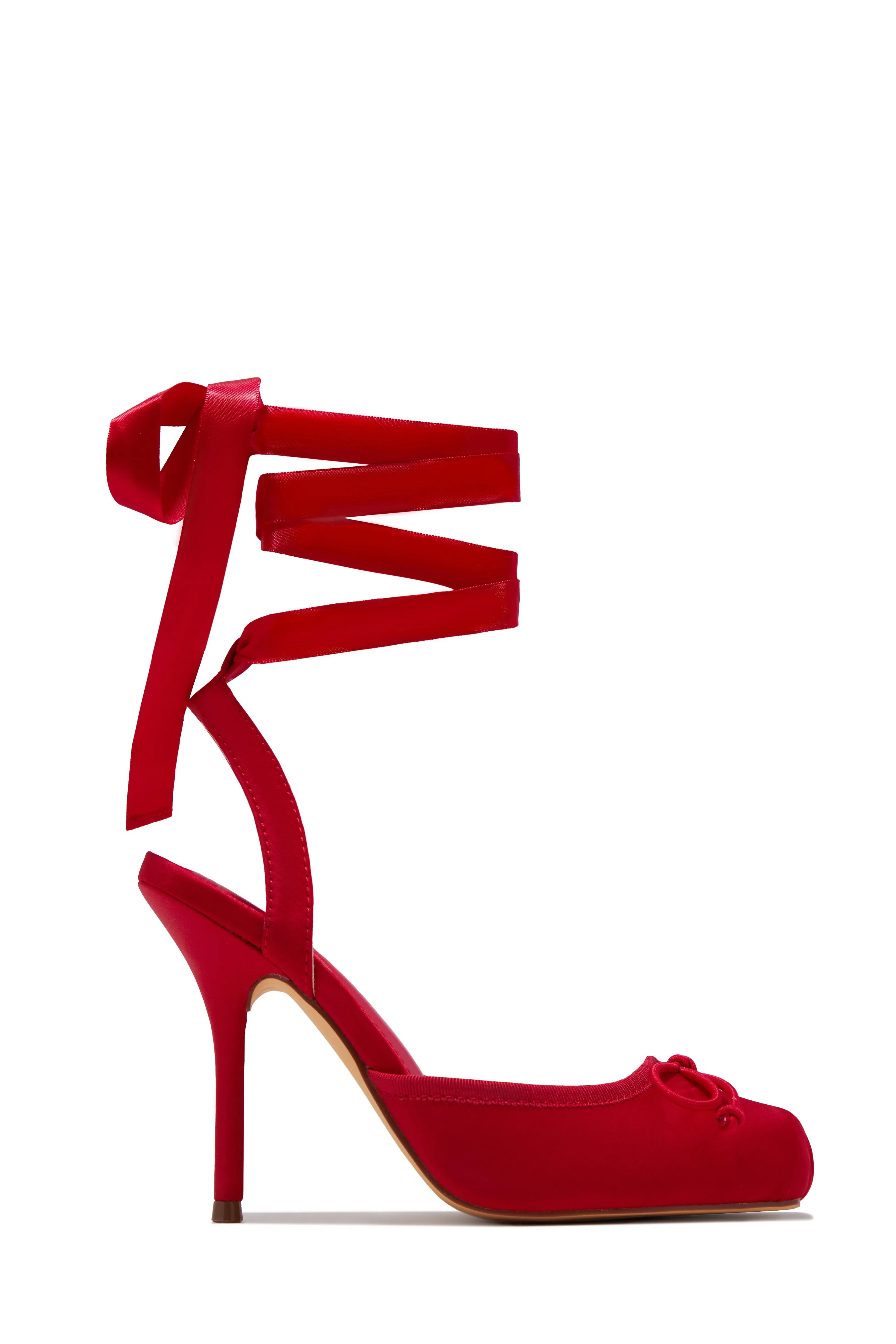 Klara Ballet Lace Up Heels - Red sold by Miss Lola product image thumbnail 3