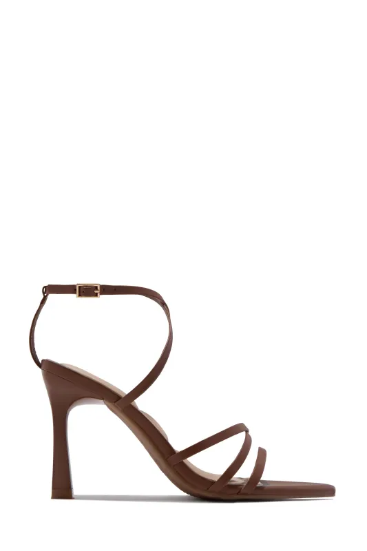 Antonia Strappy Mid Heels - Brown sold by Miss Lola