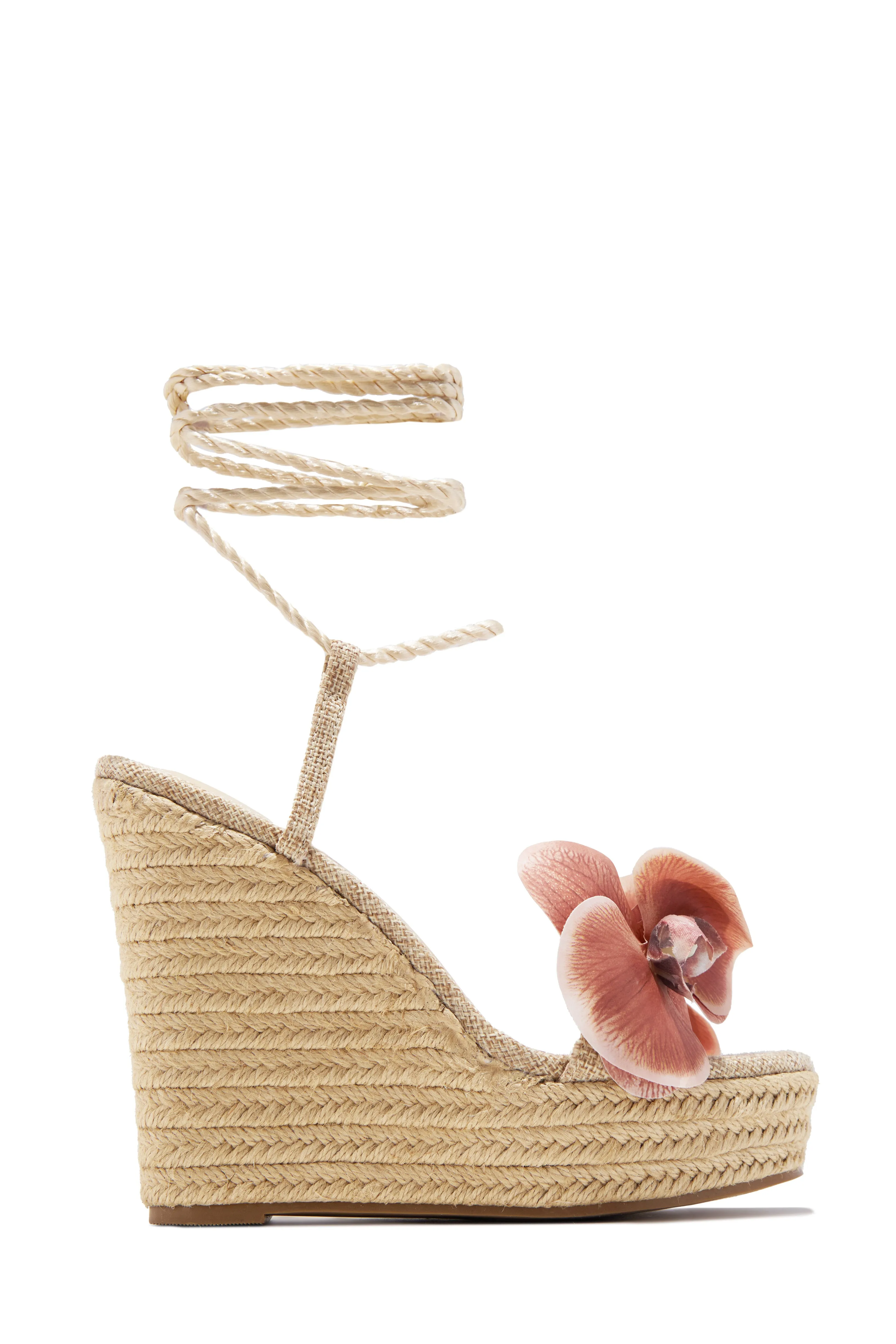 Maui Lace Up Platform Wedges - Natural sold by Miss Lola