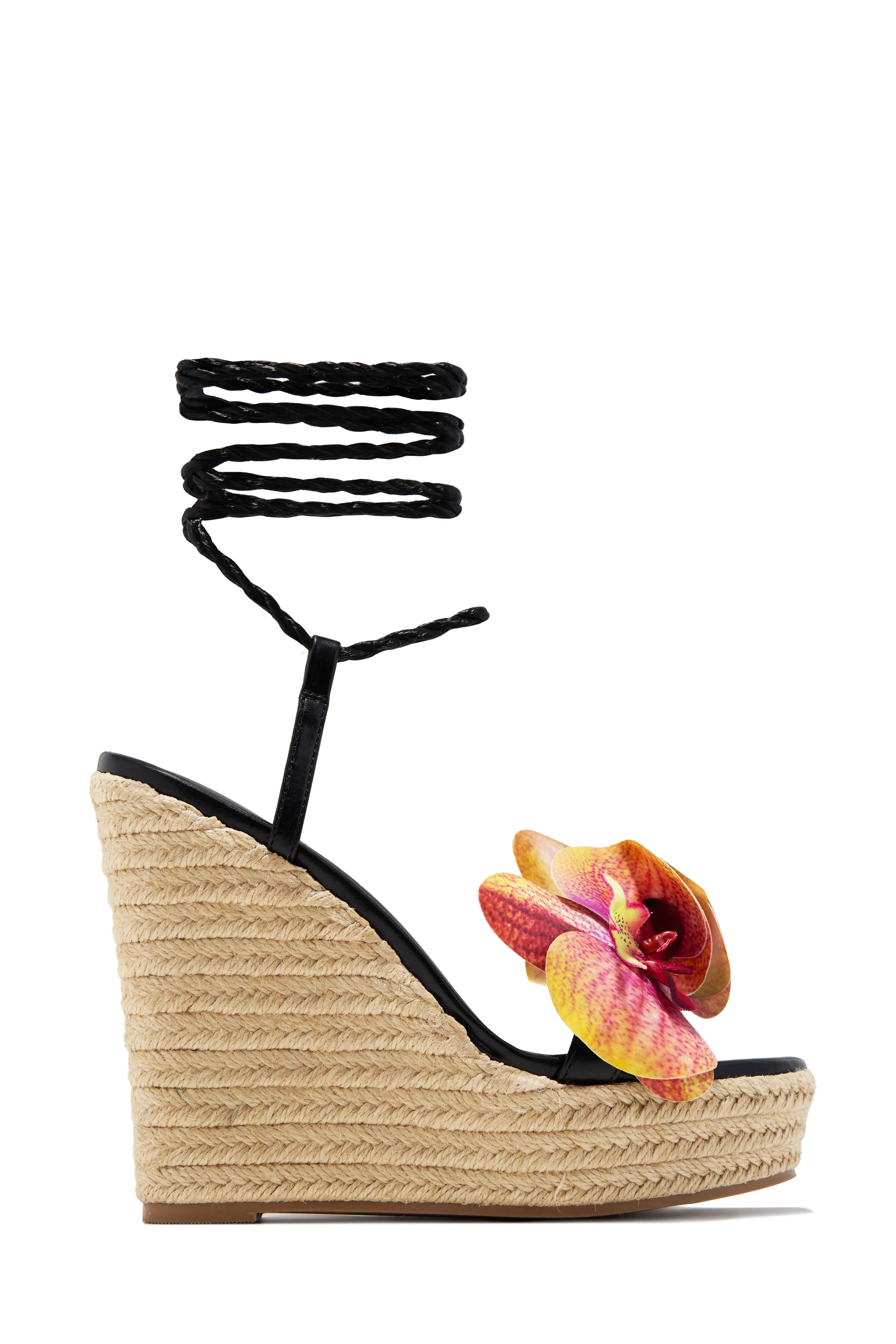 Maui Lace Up Platform Wedges - Black sold by Miss Lola