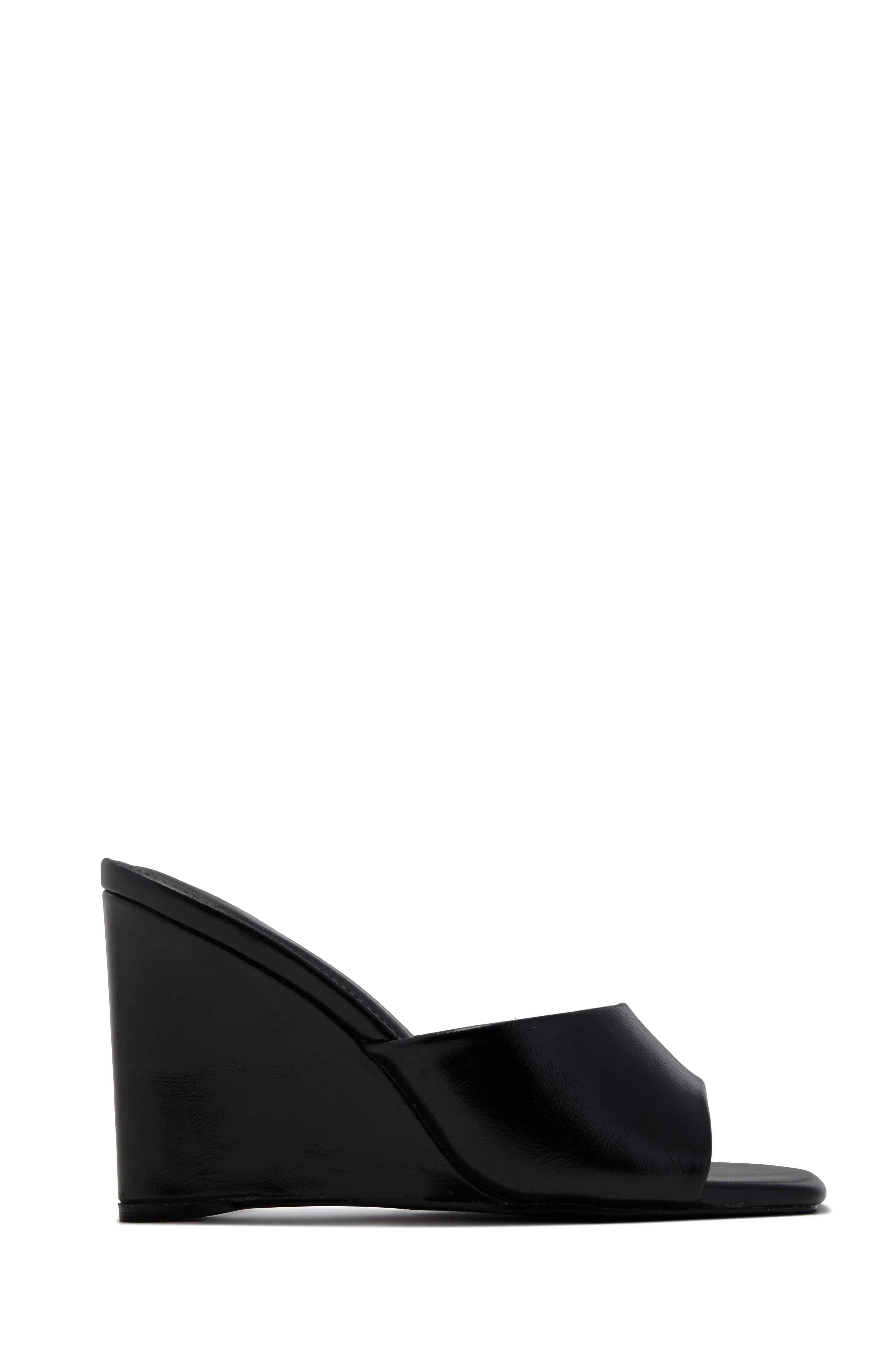 Izzie Slip On Wedge Mule Heels - Black sold by Miss Lola