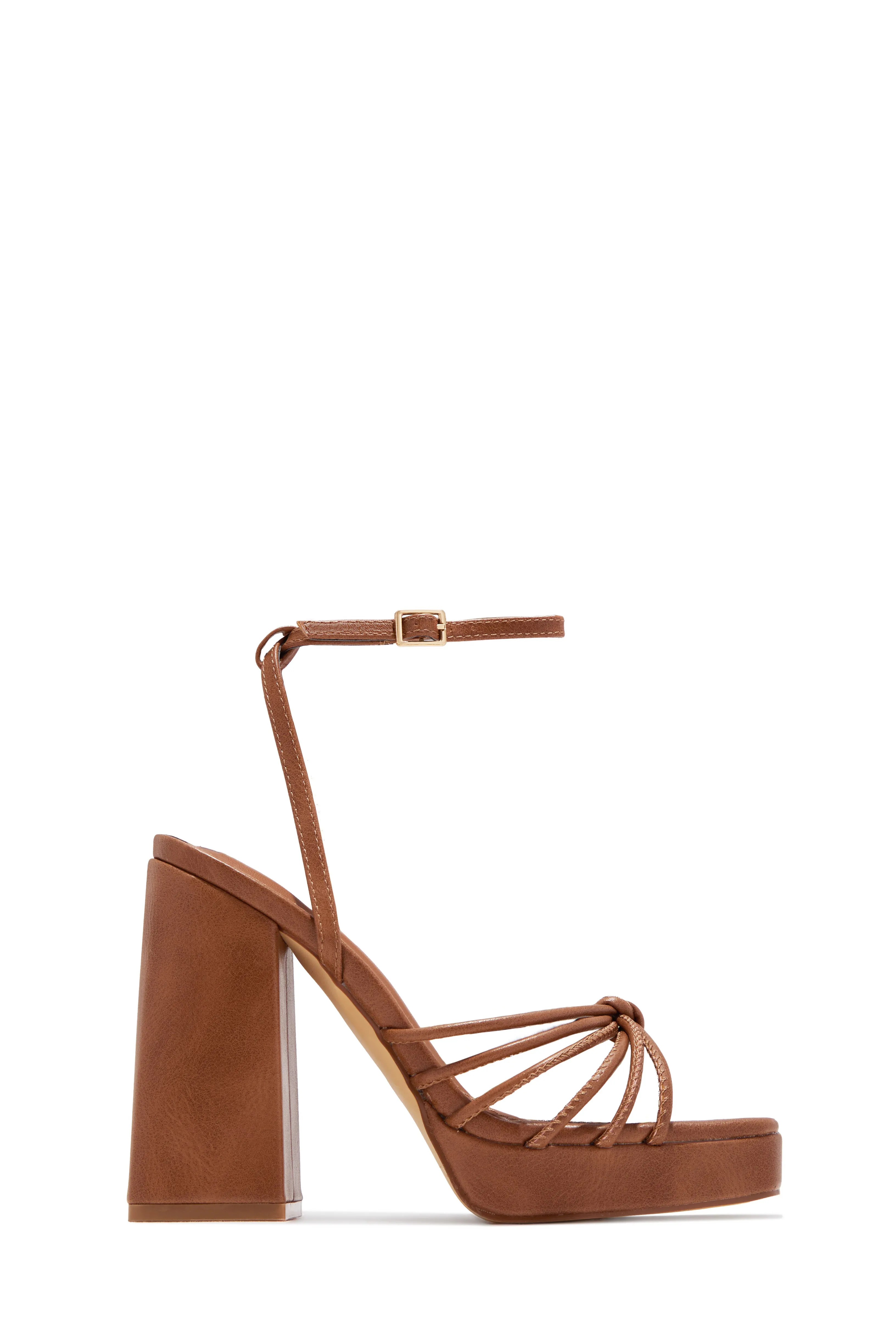 Lelia Platform Block Heels - Tan sold by Miss Lola
