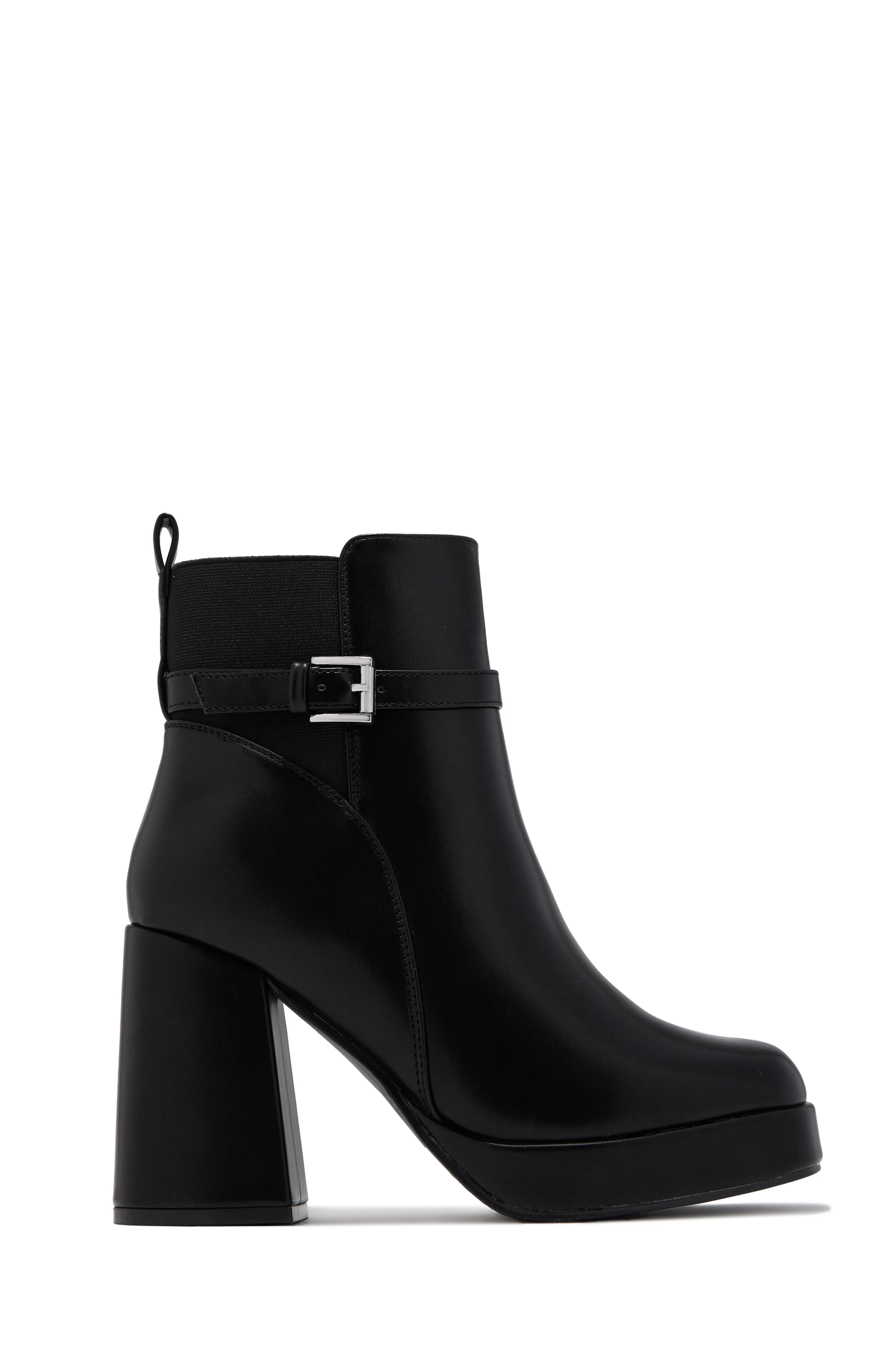 Helene Platform Block Heel Ankle Boots - Black sold by Miss Lola product image thumbnail 4