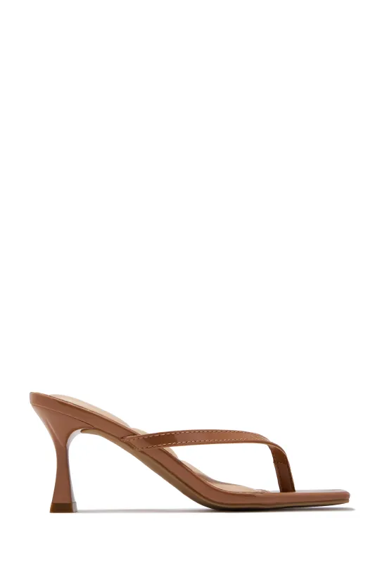 Angelie Mid Heel Mules - Tan sold by Miss Lola