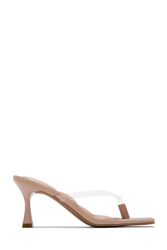 Angelie Mid Heel Mules - Clear sold by Miss Lola