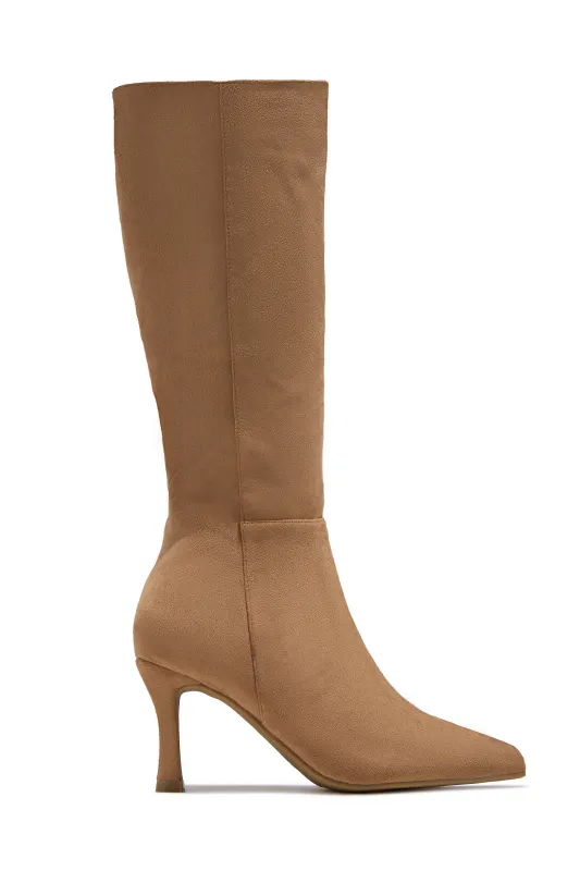 Zama Knee High Heel Boots - Camel Suede sold by Miss Lola